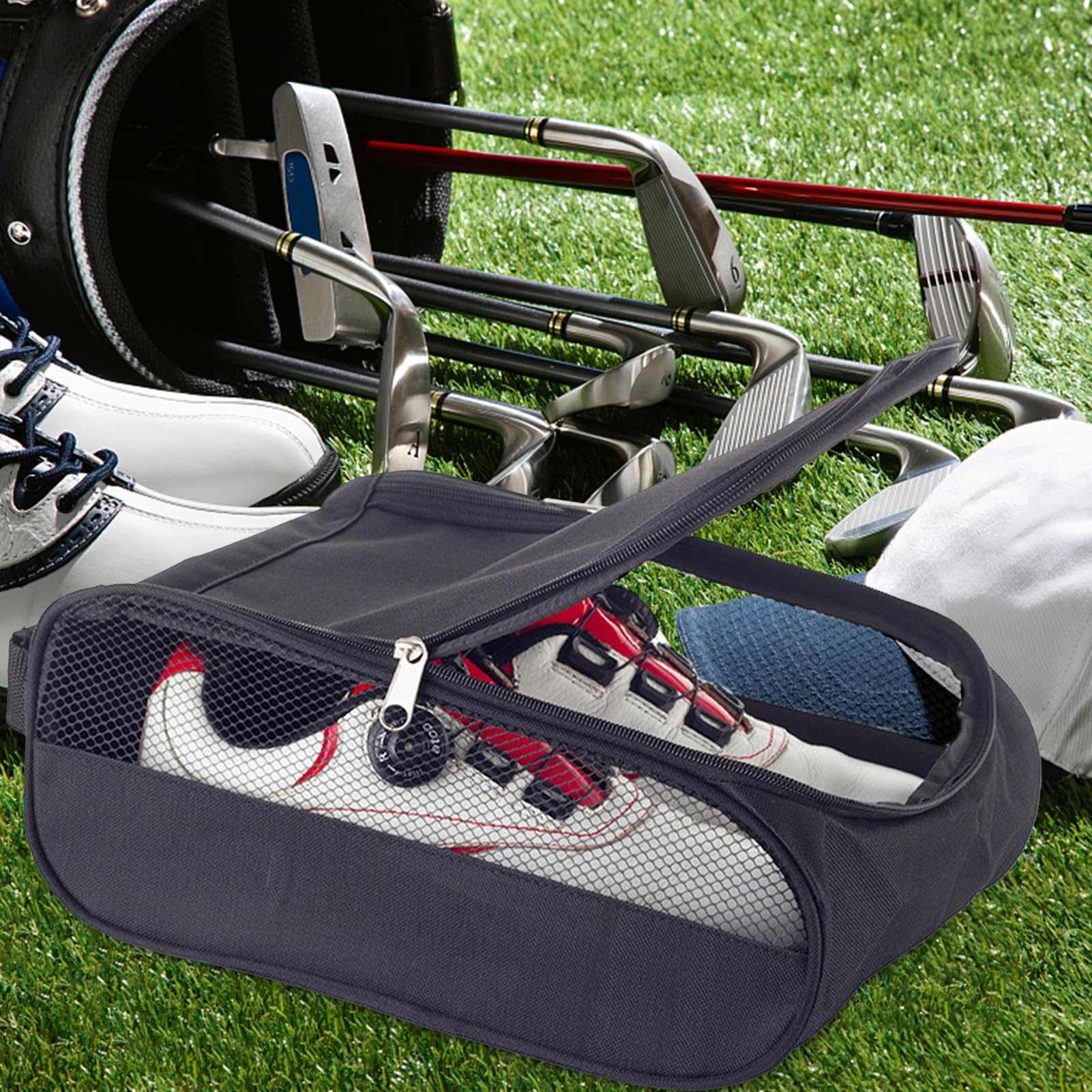 Bolsa para zapatos de golf, organizador de zapatos de viaje, bolsa compacta para zapatos | Bolsa duradera para zapatos con cremallera para hombres y mujeres, accesorios de golf, bolsa para zapatos