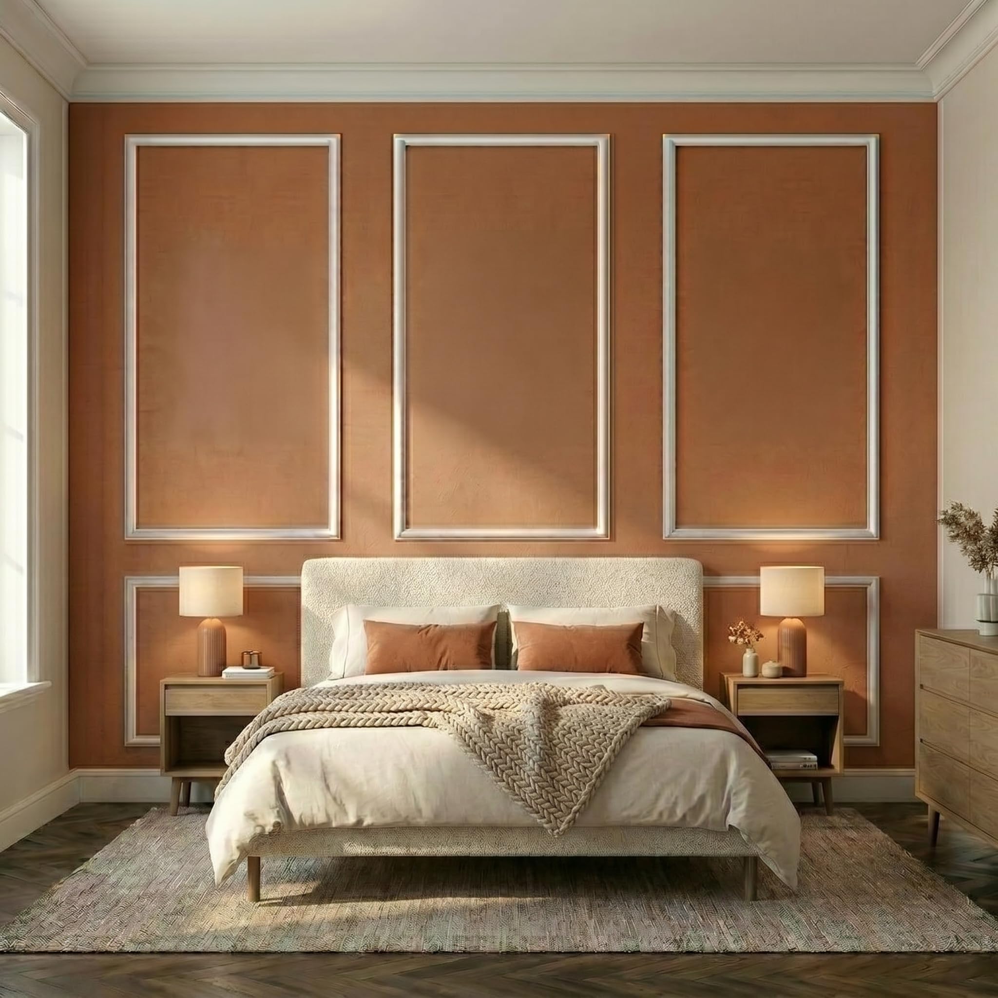 Moldura de pared birdeco de alta densidad blanca imprimada para acabados de lujo 31x63