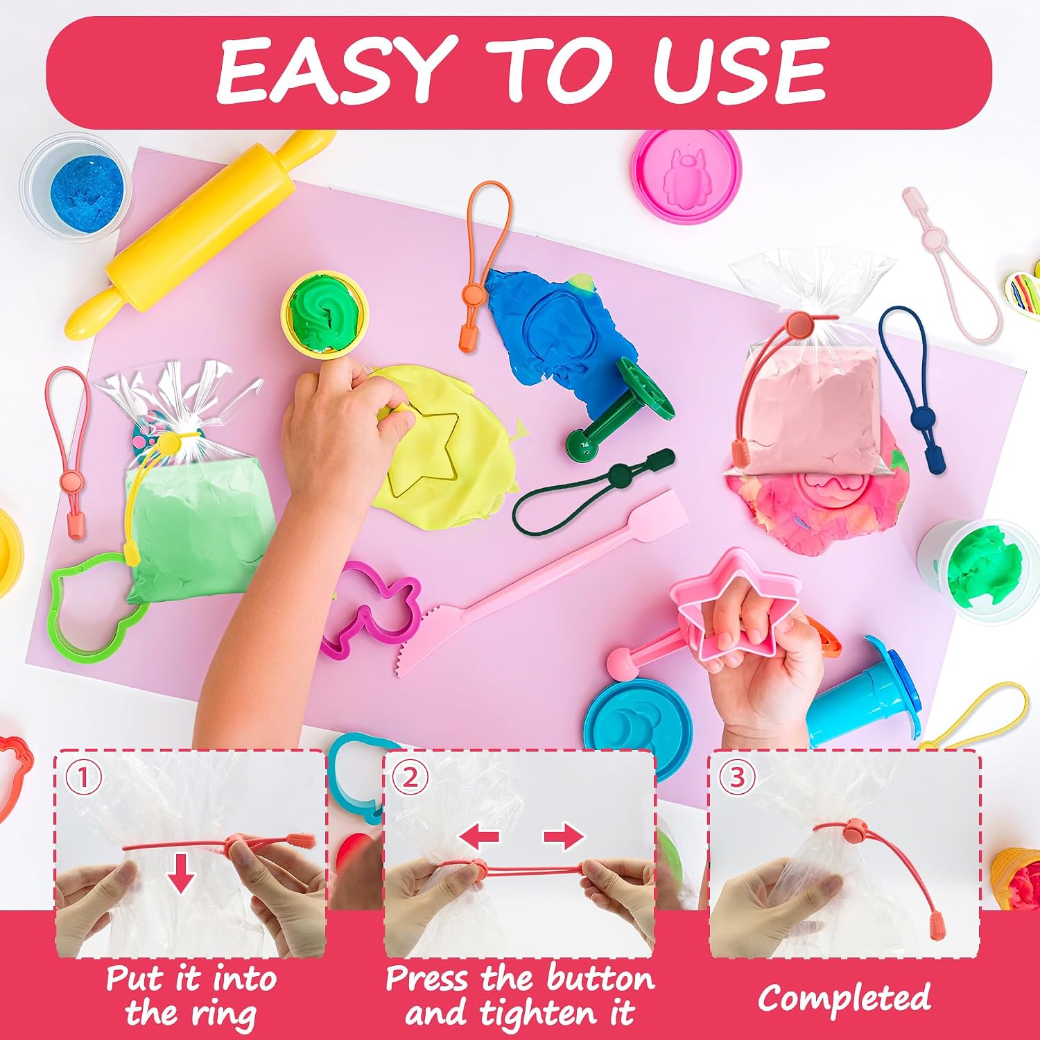 20 Pack Elasticity Clay Bag Ties, Adjustable Studio Ties, Bag Closures image 3