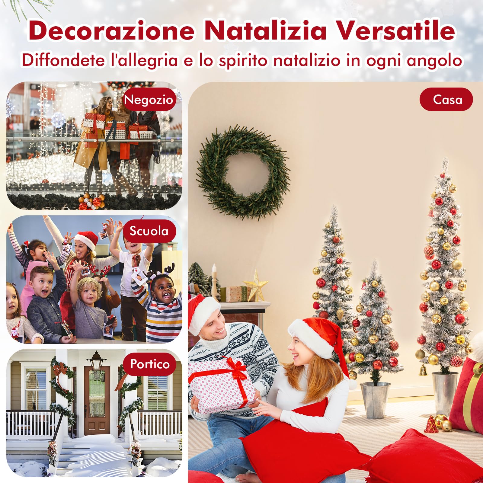 COSTWAY Set di 3 Alberi di Natale Artificiali da 90 CM + 120 CM + 150 CM