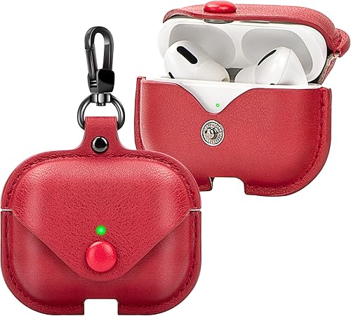Miniatura 1 de Funda de cuero para Airpods Pro con llavero, funda protectora de cuero vintage portátil a prueba de golpes para Apple AirPods Pro Funda de carga 3