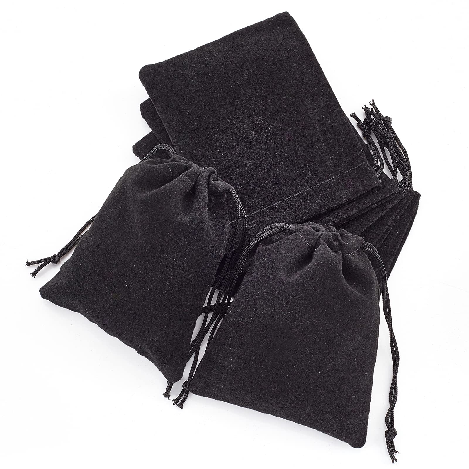 NBEADS Borsa per Gioielli, 100 Pezzi in Velluto Borsa con Coulisse in Tessuto per Bomboniere per Feste Regalo, Nero, 8,5X7 cm