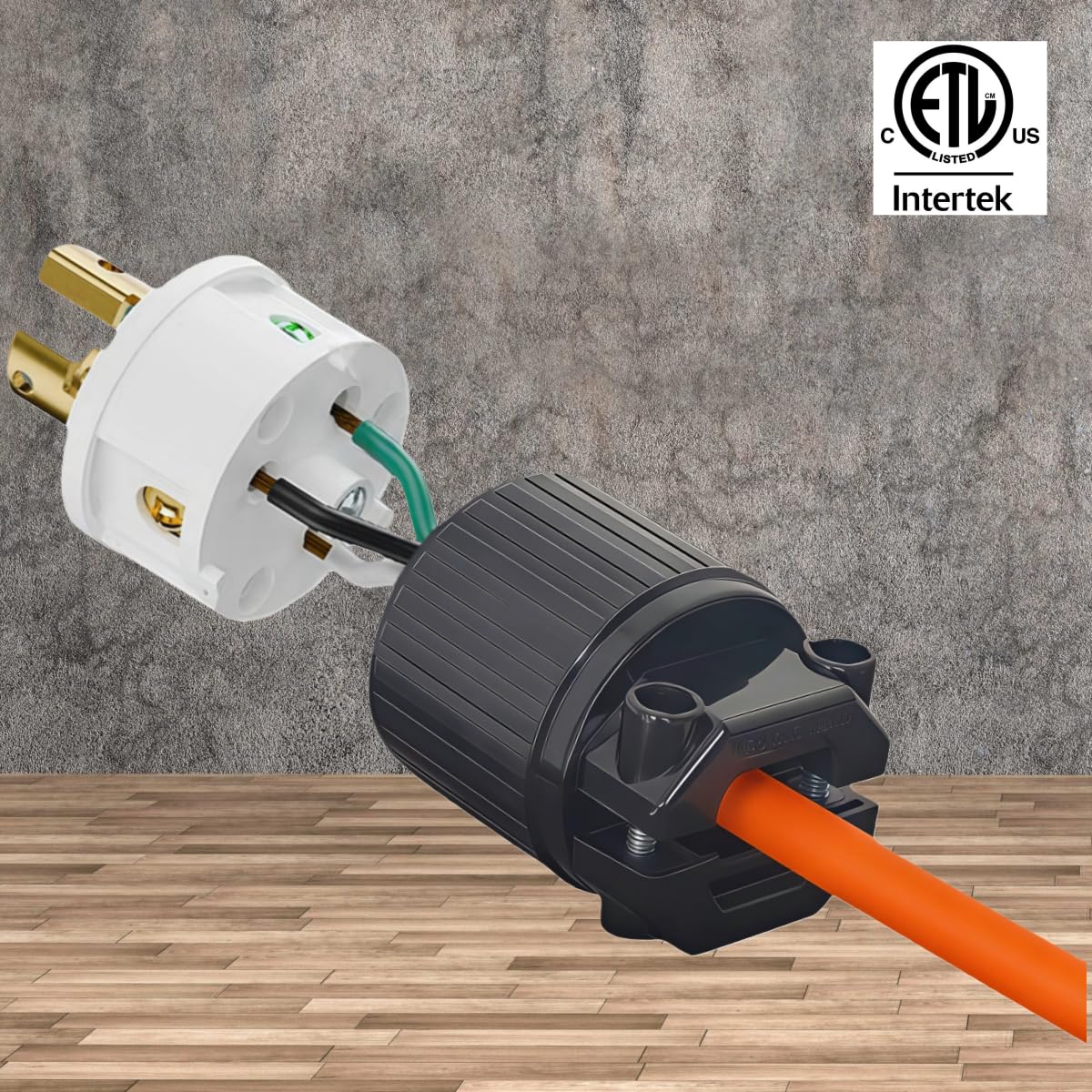 2Pack NEMA L6-30P Locking Plug,30A 250V, ETL Certified | 2 Pole 3 Wire Grounding Twist Lock L6-30P Plug, Industrial Heavy-Duty AC Power Connector, Black/White