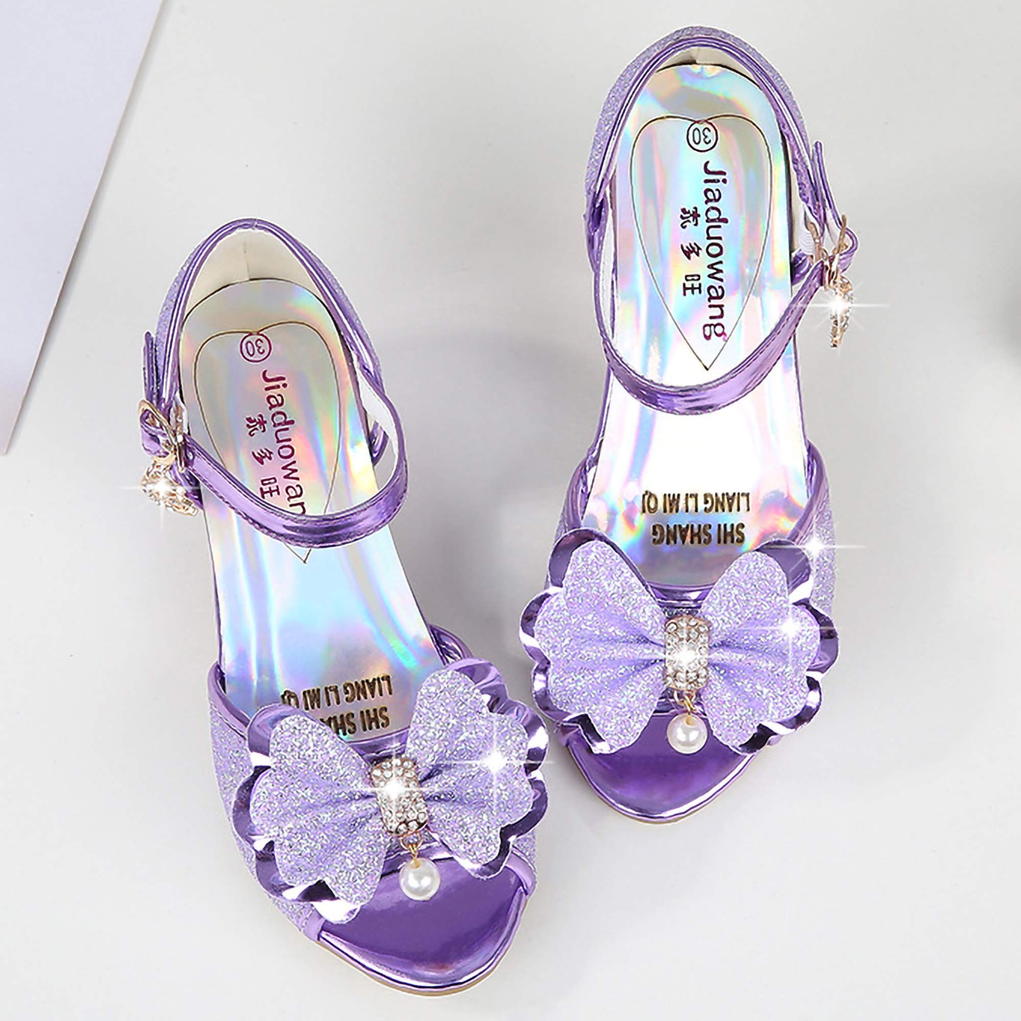 Sandalen für Mädchen rutschfest Schuhe für Kinder Geburtstag Weihnachten Prinzessinnenschuhe Offene Spitze Stöckelschuhe Allerheiligen Fest Partykleid