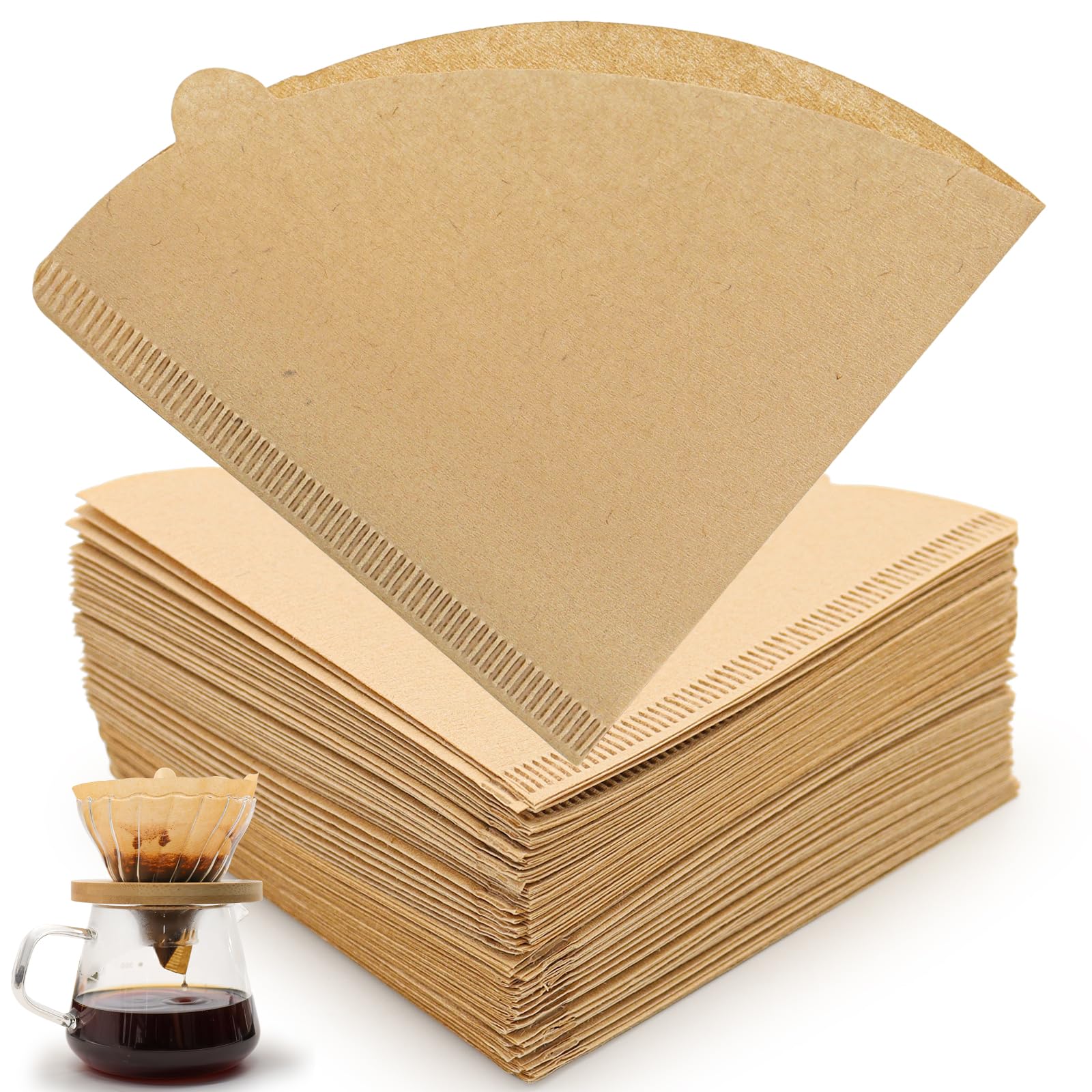 200 Pack Unbleached Coffee Filter Papers, Cone Filters for Pour Over