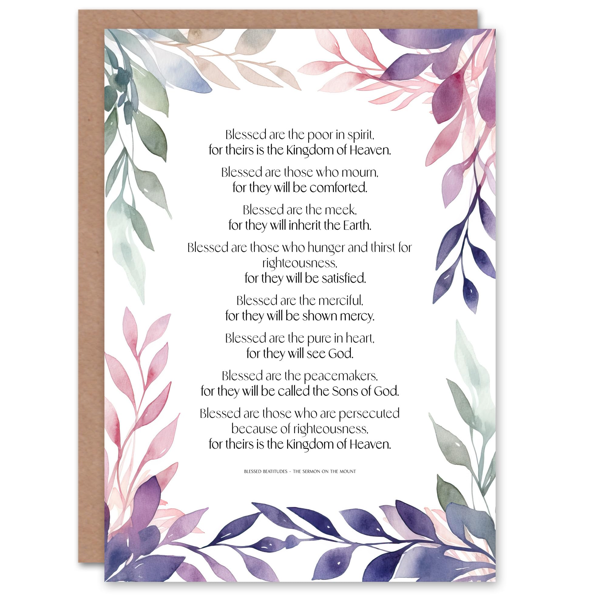 Artery8 Christian Birthday Card Beatitudes Sermon on the Mount Matthew Gospel Violet Blank Card For Him Or Her