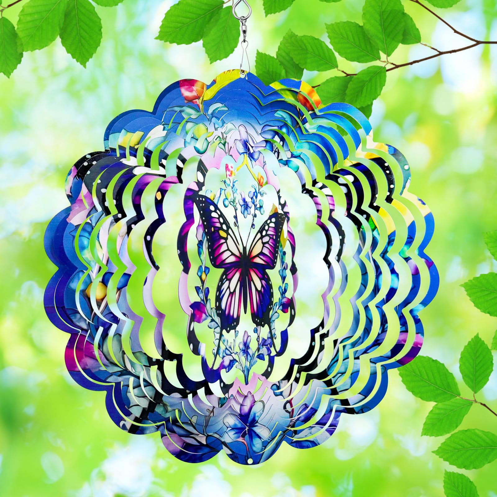Wind Spinners Outdoor Garden Decor, 12“ Butterfly Metal Wind Spinner for Yard Decorations Outdoor, Wind Spinners for Yard and Garden Front Porch Patio Decor