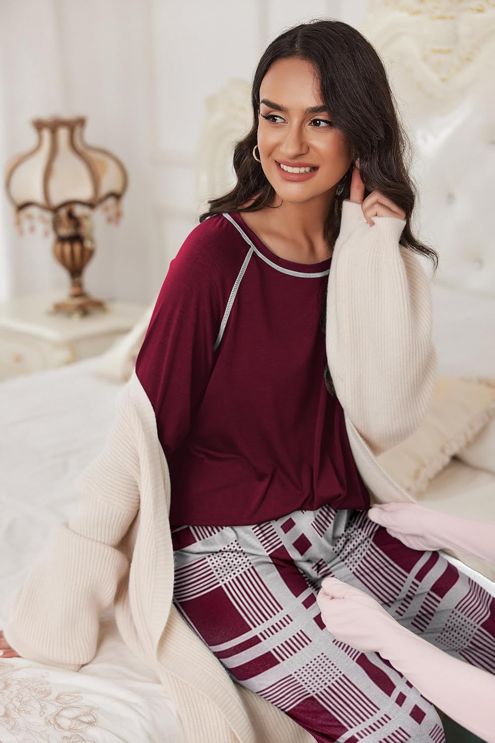 Ekouaer Pajamas Set for Women Soft Comfy Pjs Sets Long Sleeve Sleepwear Loungewear S-XXL - Image 2