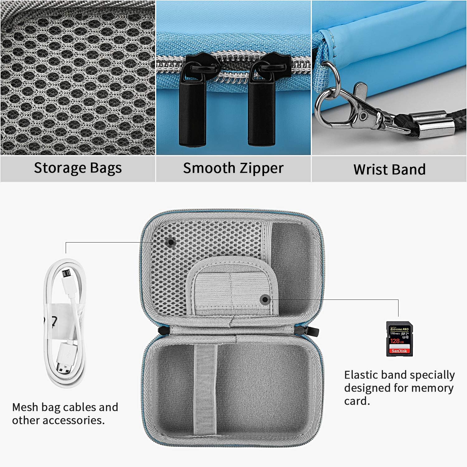 Yinke Case for Polaroid Snap & Snap Touch/ Kodak Printomatic/ Step/ Mini 2 HD Instant Camera/ Printer, Travel Protective Cover Storage Bag (Blue)