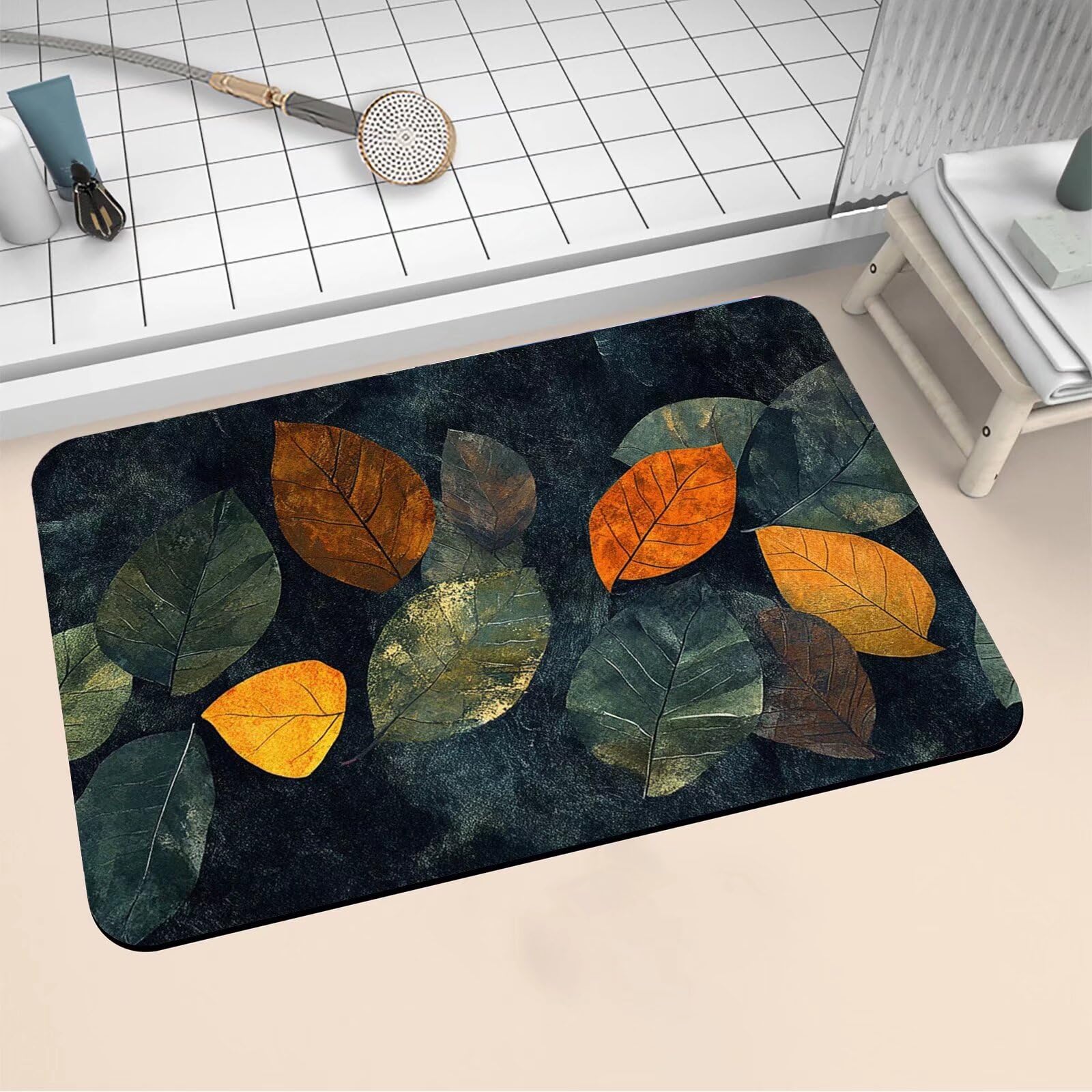 Tapis de bain antidérapant en microfibre douce style tropical de 50x80cm