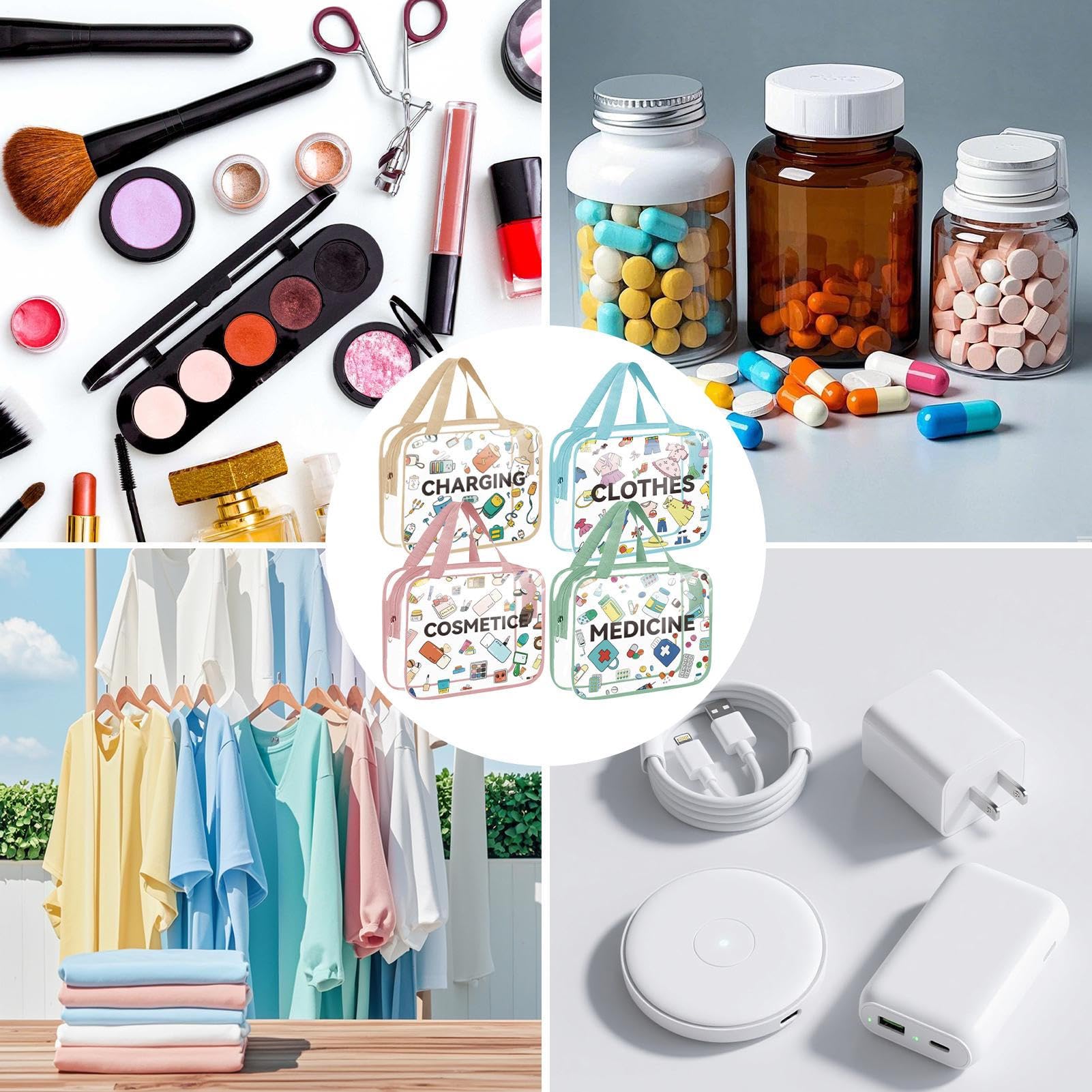 Borsa Trasparente Per Trucco 4 Pezzi Organizzatore Impermeabile con | Necessaire Da Toeletta Organizzatore Per Donna Per Donne E Ragazze, Per Conservare Prodotti Bellezza In Viaggio