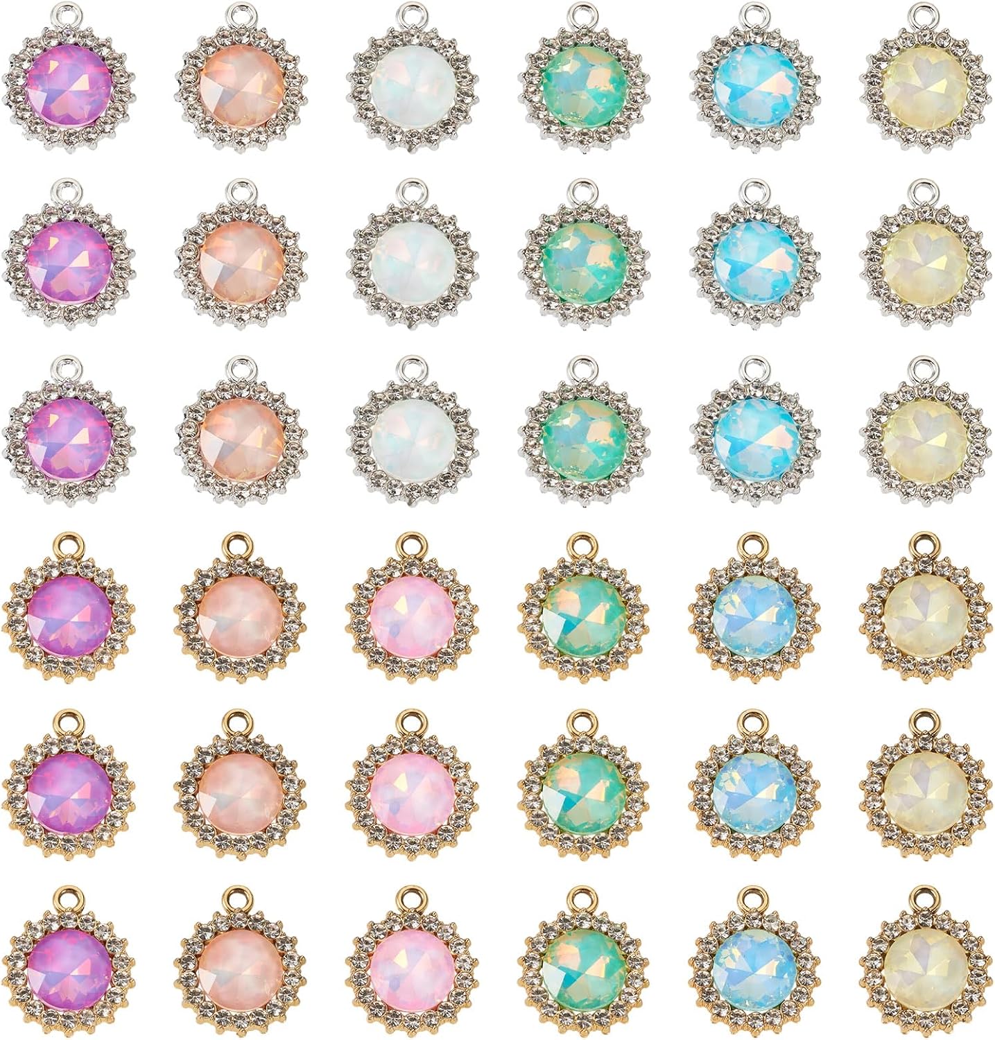 Craftdady Glass Heart Oval Flat Round Rectangle Charms Rhinestone Colorful Pendant Alloy Charm for Necklace Bracelet Earring Crafts Jewelry Making - Image 8