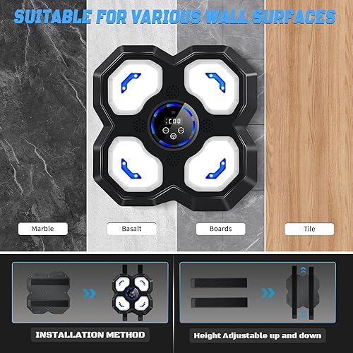 Miniatura 5 de Máquina de Boxeo Musical para Niños y Adolescentes Adultos, Equipo de Entrenamiento con Guantes, Máquina de Entrenamiento Musical de Boxeo Montada