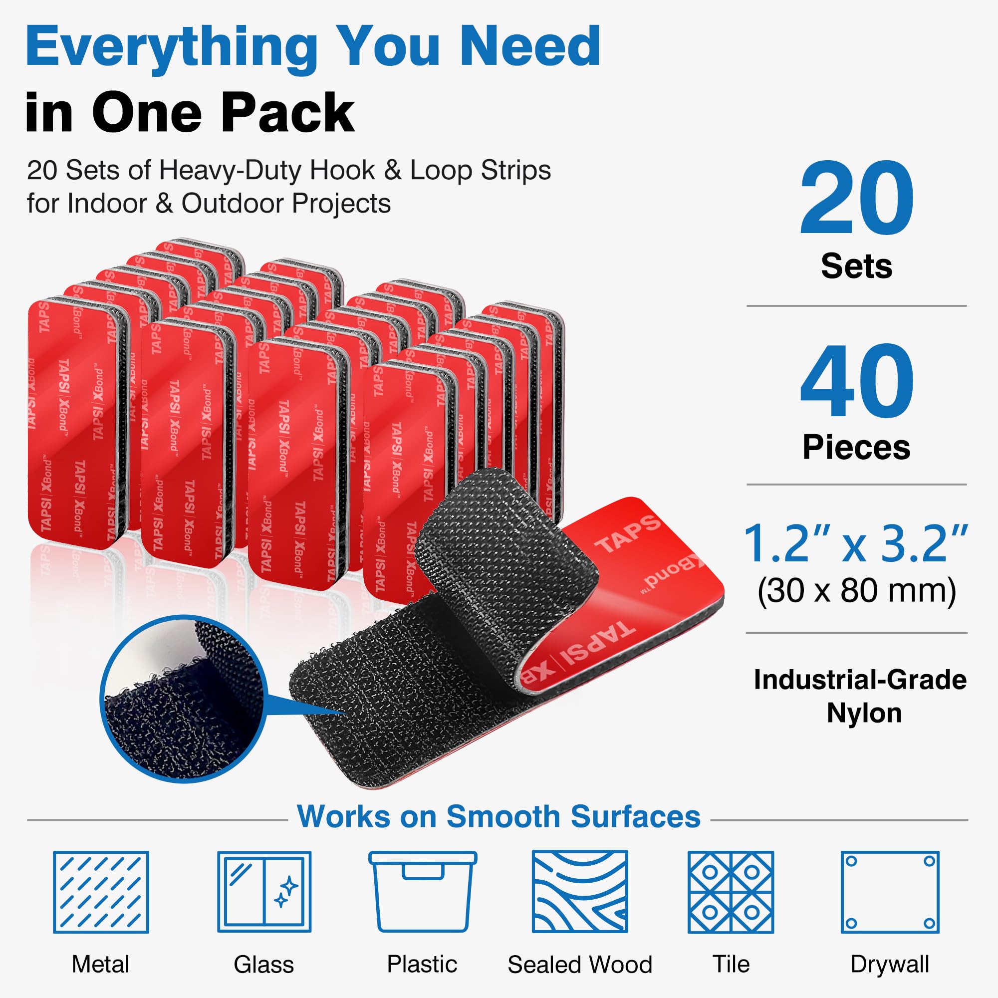 Heavy Duty Hook & Loop Strips - 15 lb Strength -2