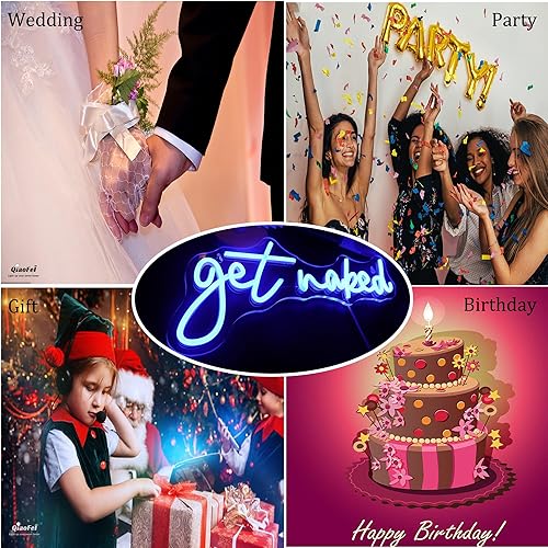 Miniatura 4 de QiaoFei Letrero LED de neón con texto en inglés Get Nake, luces de neón alimentadas por USB, para habitación, hogar, bar, decoración de pared,