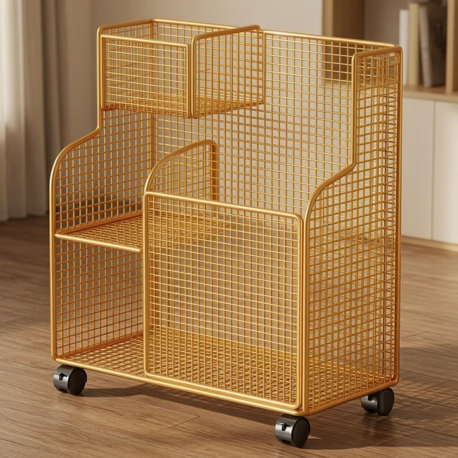 Scaffale con Ruote Robusto | Scaffale in Metallo con Ruote, Ventilato, per Garage, Cameretta, Sportivi, Nero