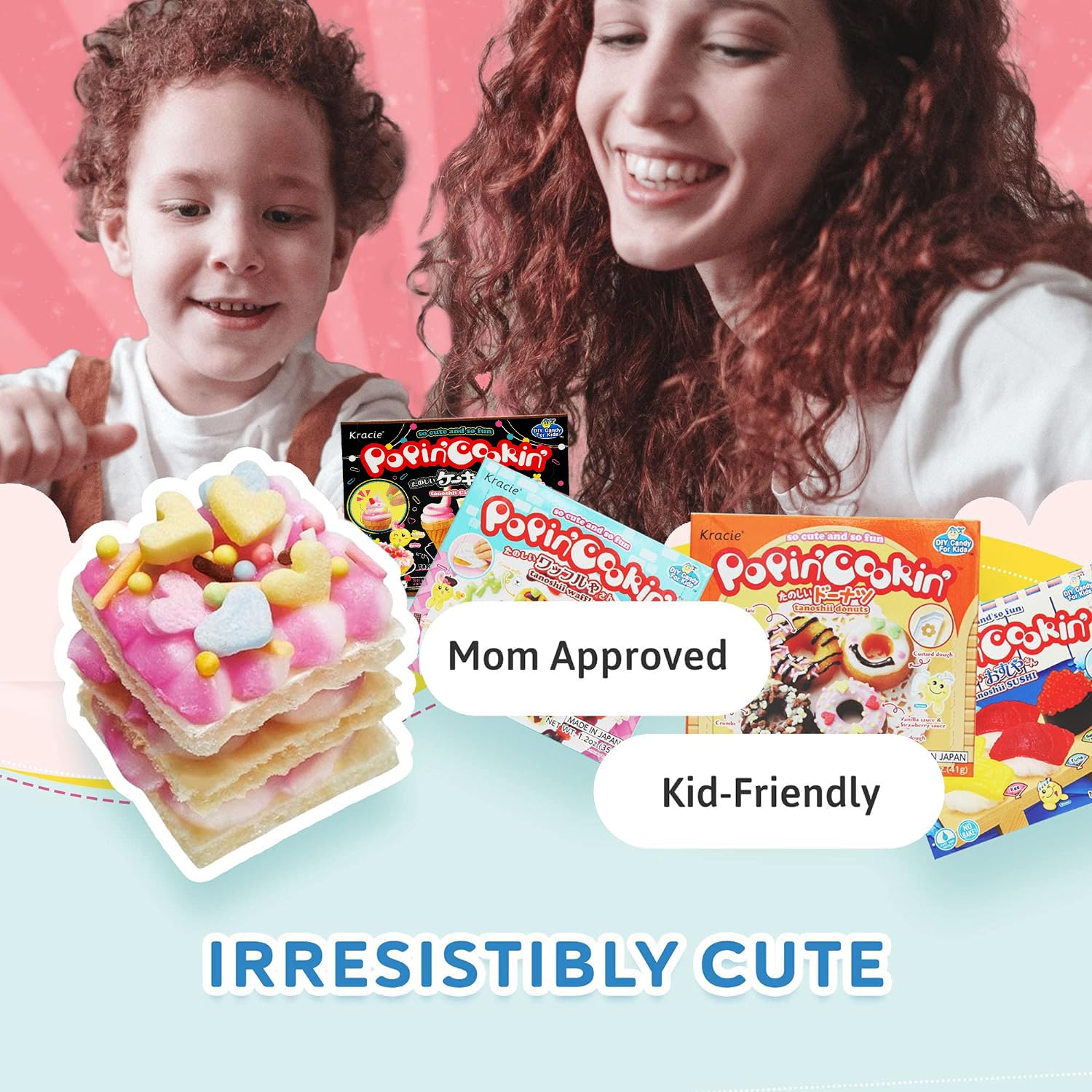 K-Munchies Kracie Popin Cookin Kits - 4 Pack Assorted Japanese Candy Making Kit Bundle - Gummi Sushi, Waffle, Cake Donut DIY Candy Kit - Easy to Follow Edible Experiments for Kids - Made in Japan