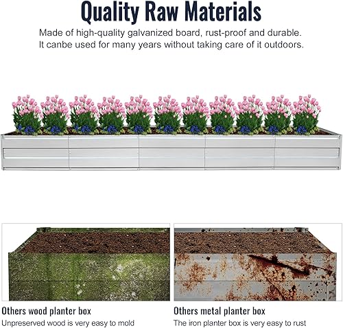 Miniatura 3 de Migoda Cama de jardín elevada galvanizada para exteriores, para verduras, flores, hierbas, 13.5 x 3 x 1 pies, kit de acero grande de metal pesado