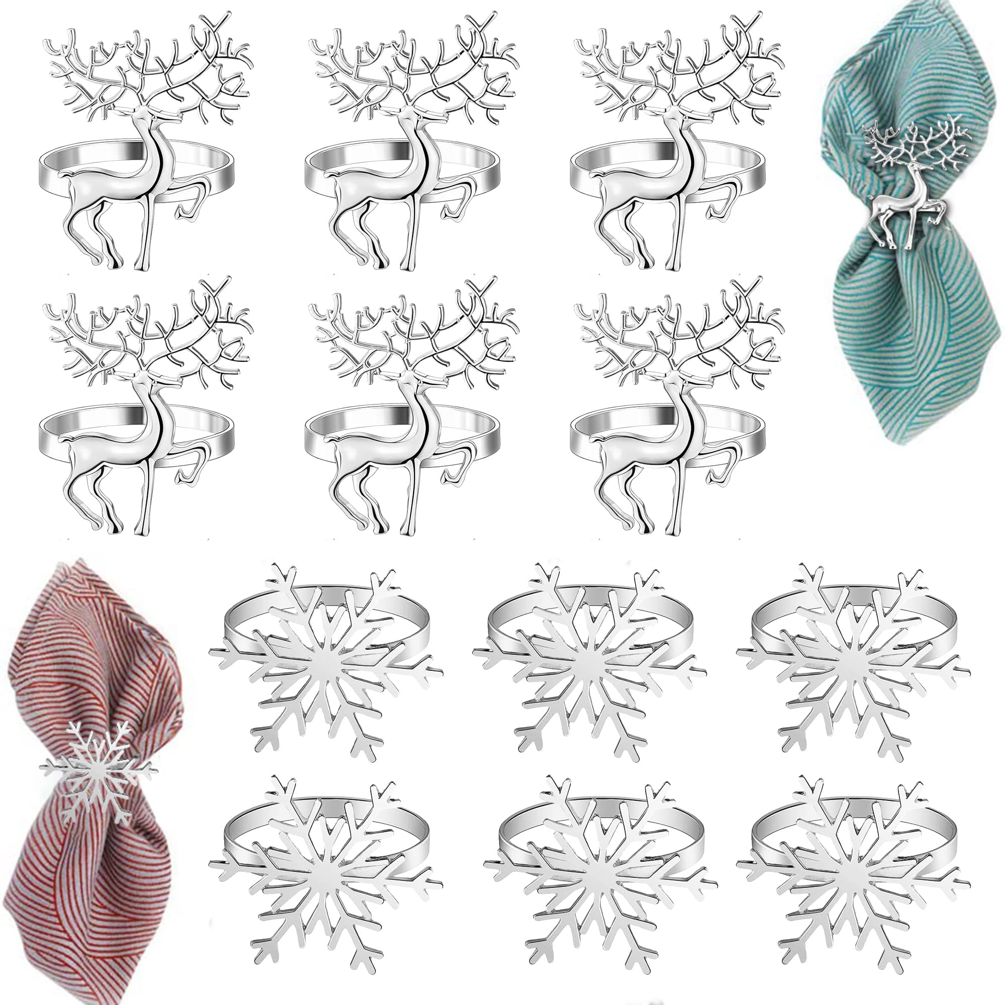 Weihnachten Serviettenringe Gold 6er Set - Schneeflocken Design Für Festtafel | Thanksgiving & Weihnachtsdeko