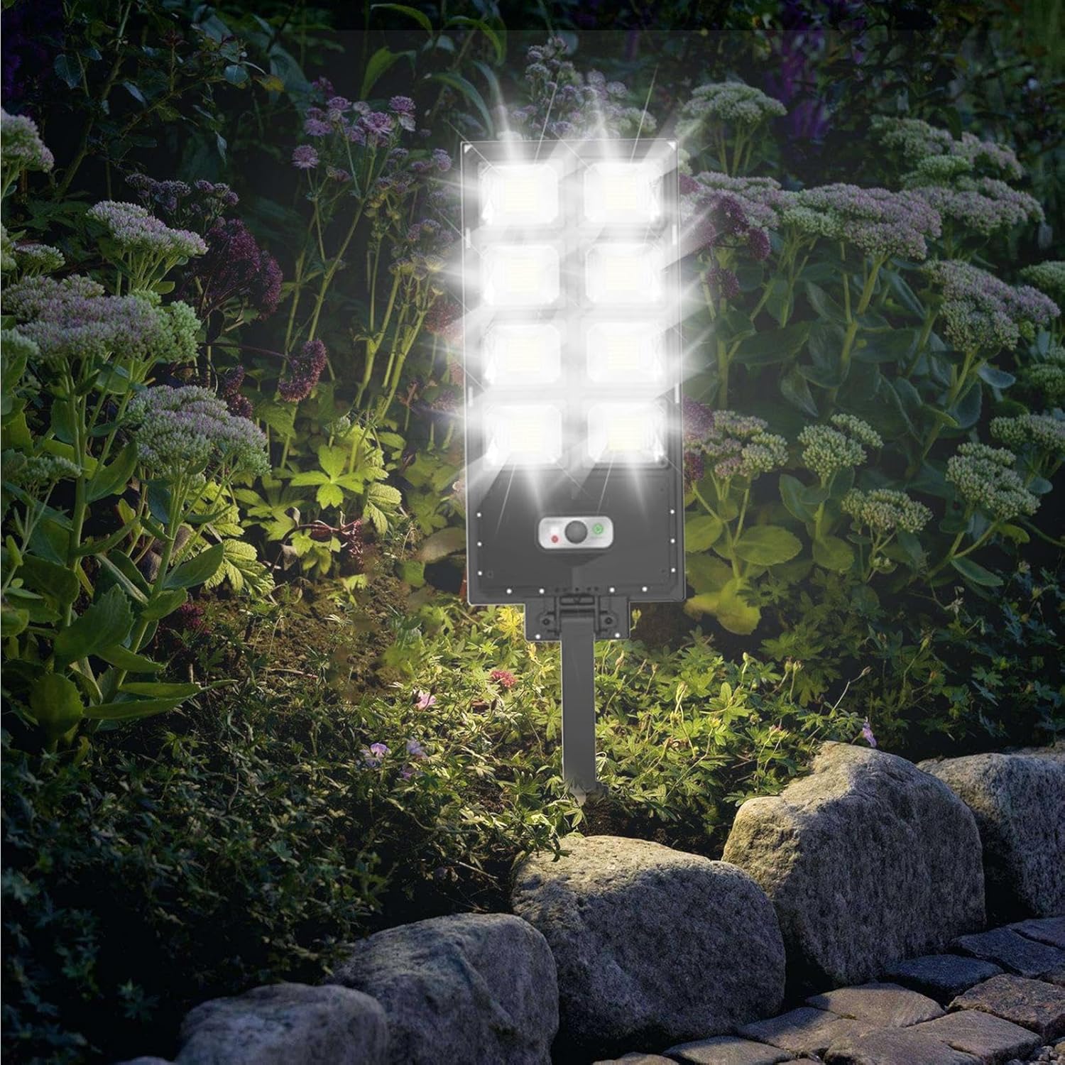 Solar Street Lights Outdoor, Solar Street Lights with Remote Control, 1000000lm LED Outdoor Dusk to Dawn Solar Road Area Lamp, Waterproof Solar Security Flood Lights for Parking Lot Yard