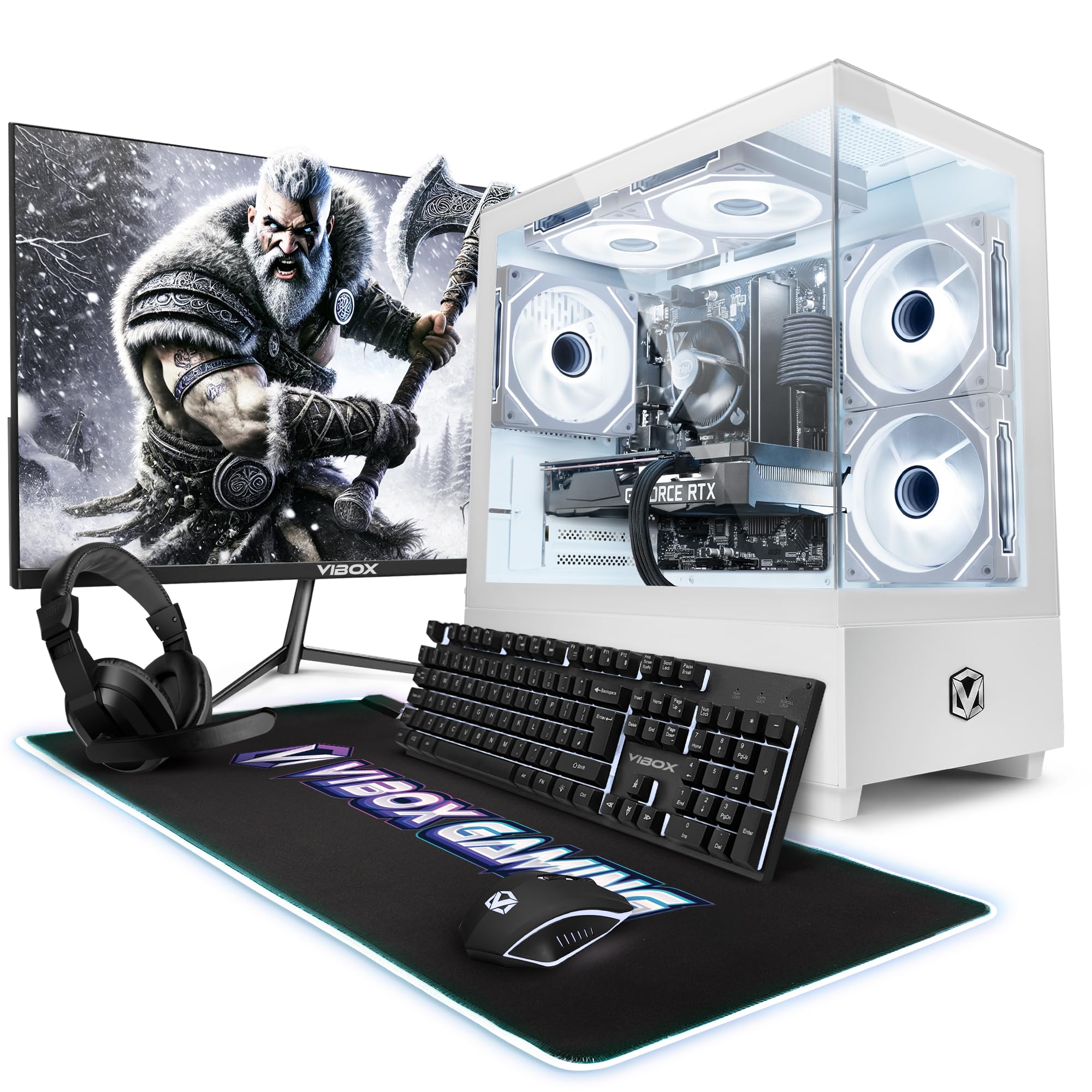 VIBOX II-372 PC Gamer Bundle • Intel Core i5 10400F 6 cœurs • Nvidia RTX 5050 8 Go • 16 Go RAM • 500 Go SSD • Windows 11 • 23" Monitor • WiFi 6 + Bluetooth 5.4