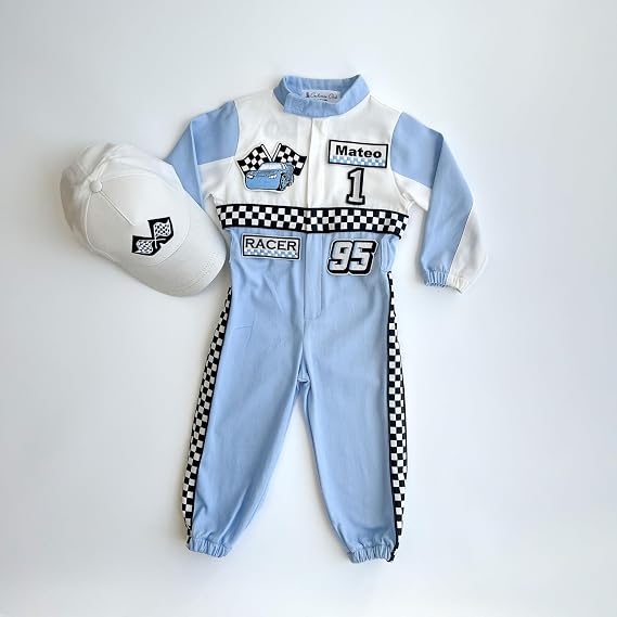 Handmade Race Car Driver Costume for Toddlers - Halloween Costume, Boys Racing Outfit, Toddler Racer Suit