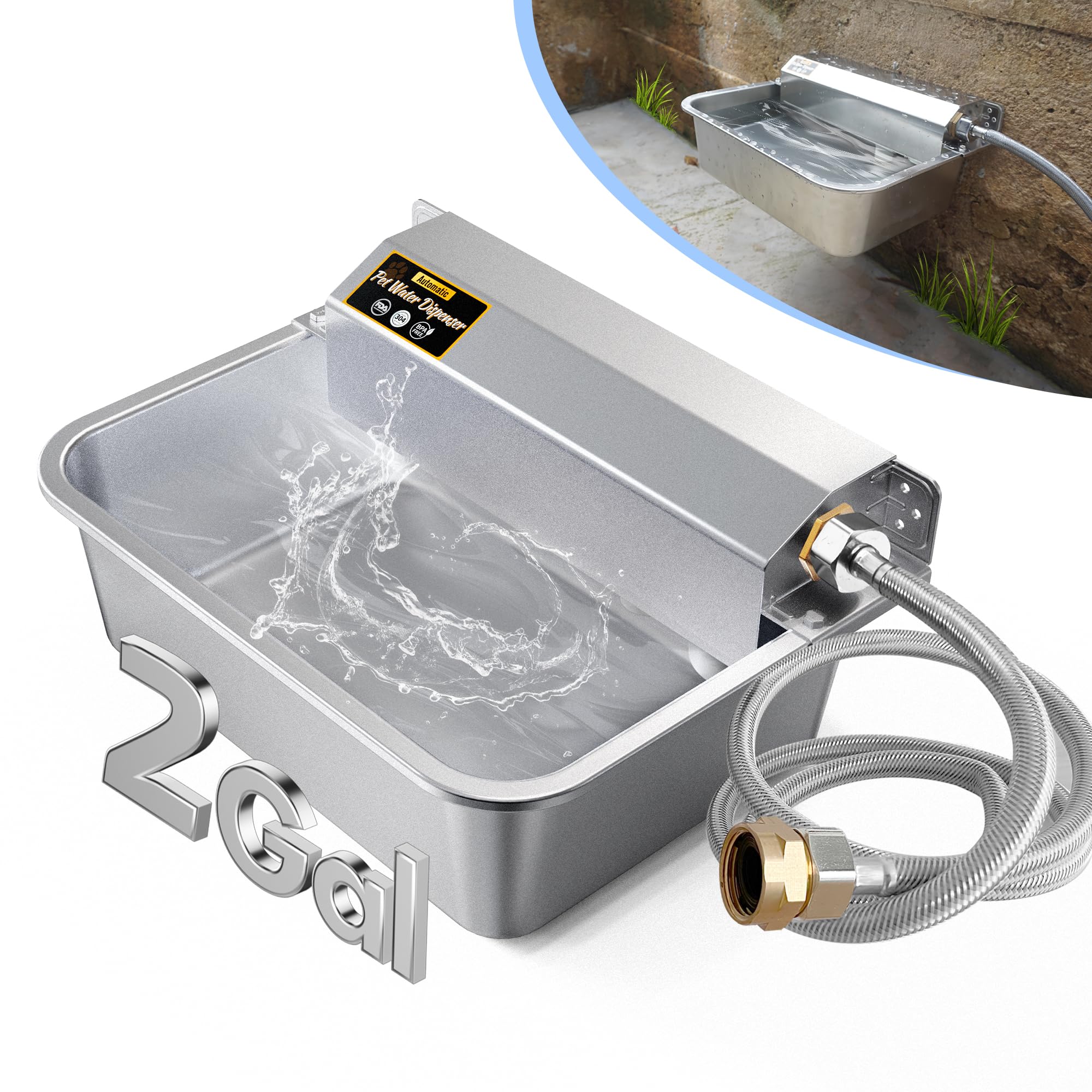 PETIMI Automatic Water Dispenser for Dogs, 2 Gallons Water Dispenser for Pets & Livestock