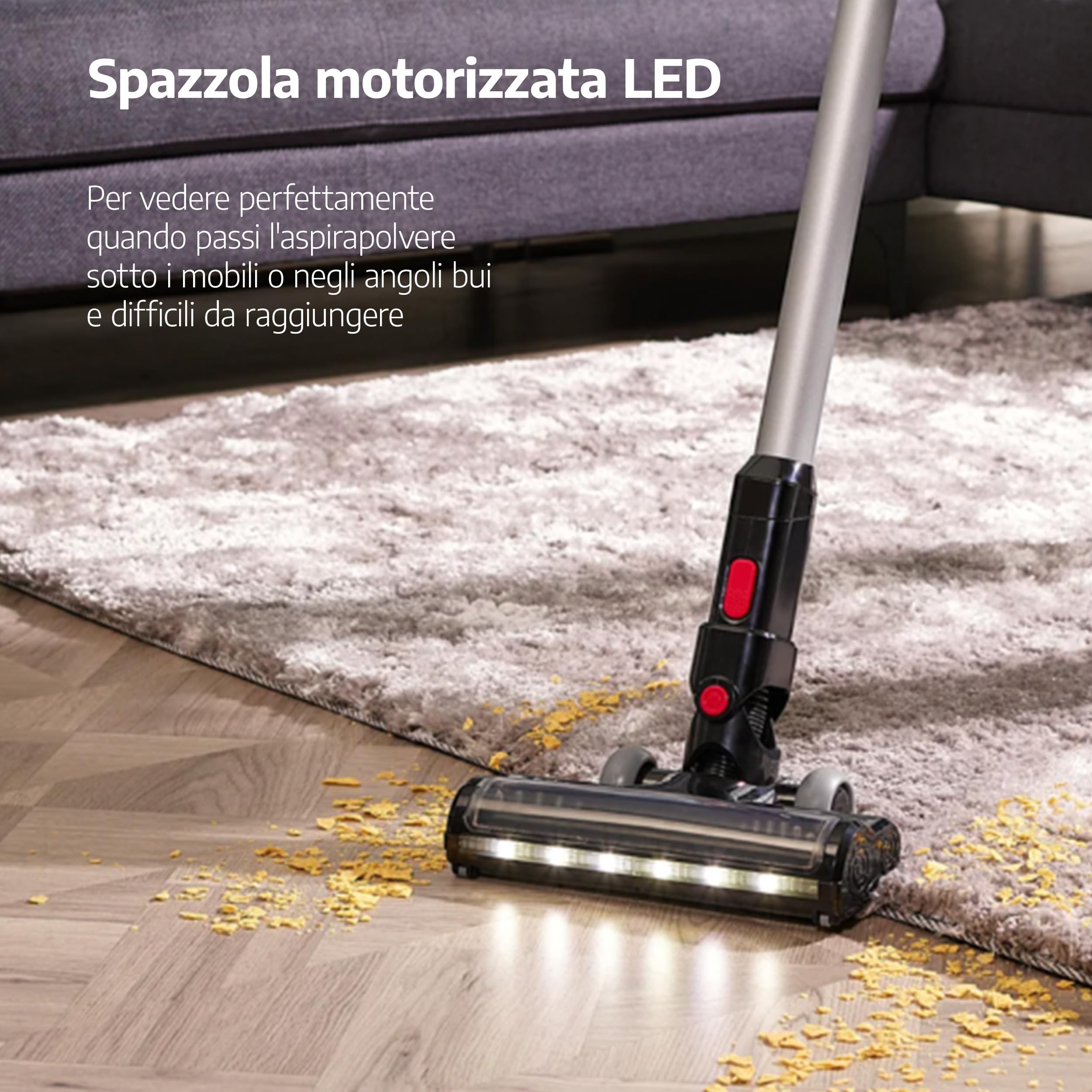 Beko Aspirapolvere Senza Fili VRT50121VR | Aspirapolvere Senza Sacco, Potenza 110W, Ricaricabile, Luce LED, Multisuperficie, Autonomia 45 Min, Rosso