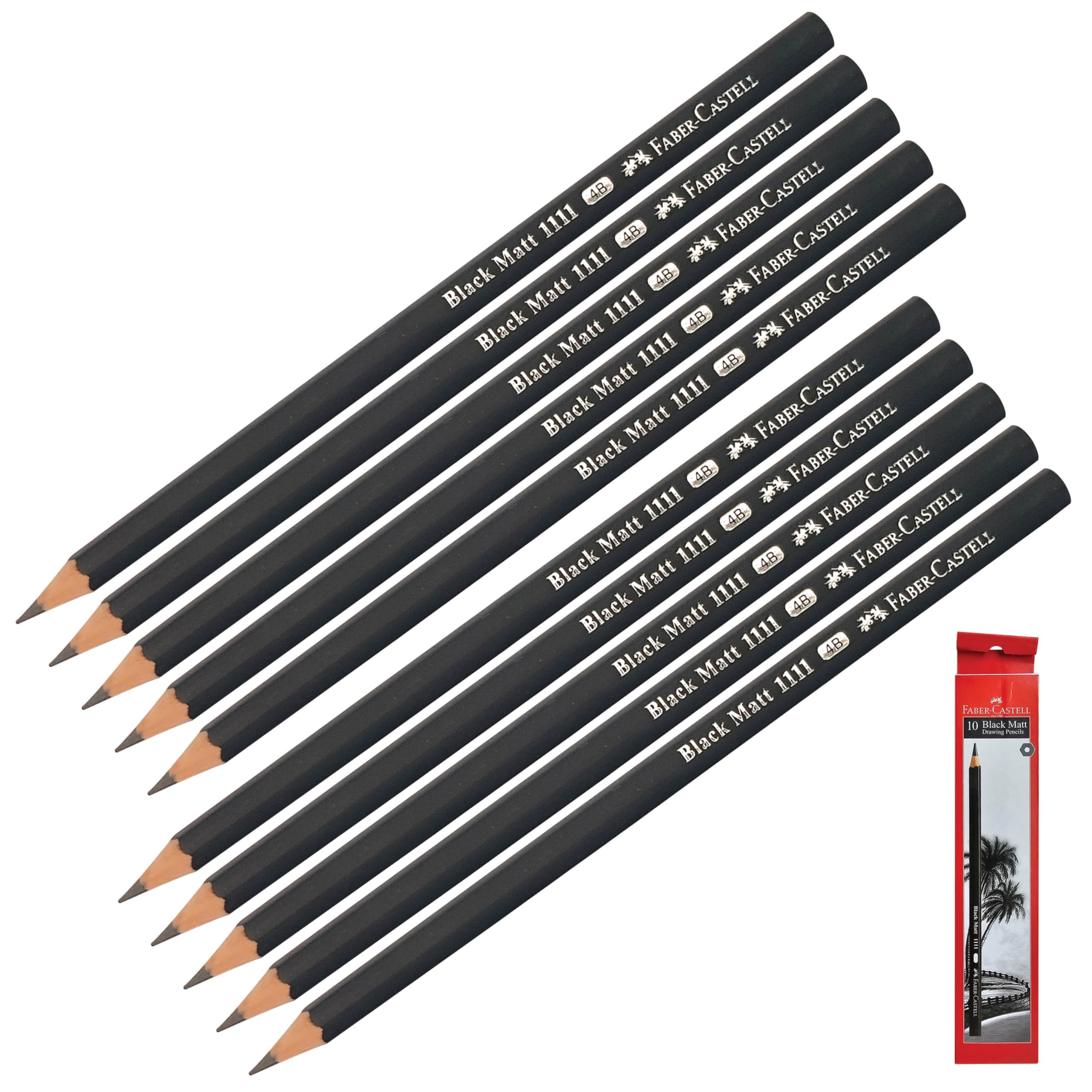 Faber-Castell Sketching Pencils, 4B Graded, Pack of 10, Professional Artists Drawing Graphite Lead Pencils, Perfect for Sketch Draw Shade Write Tone Draft