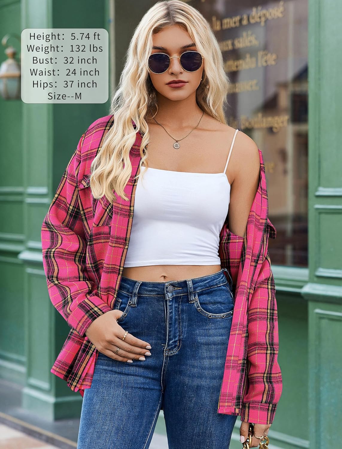 Zeagoo Womens Button Down Flannel Shirts Long Sleeve Plaid Blouses Lightweight Business Dressy Casual Top with Pockets - Image 2