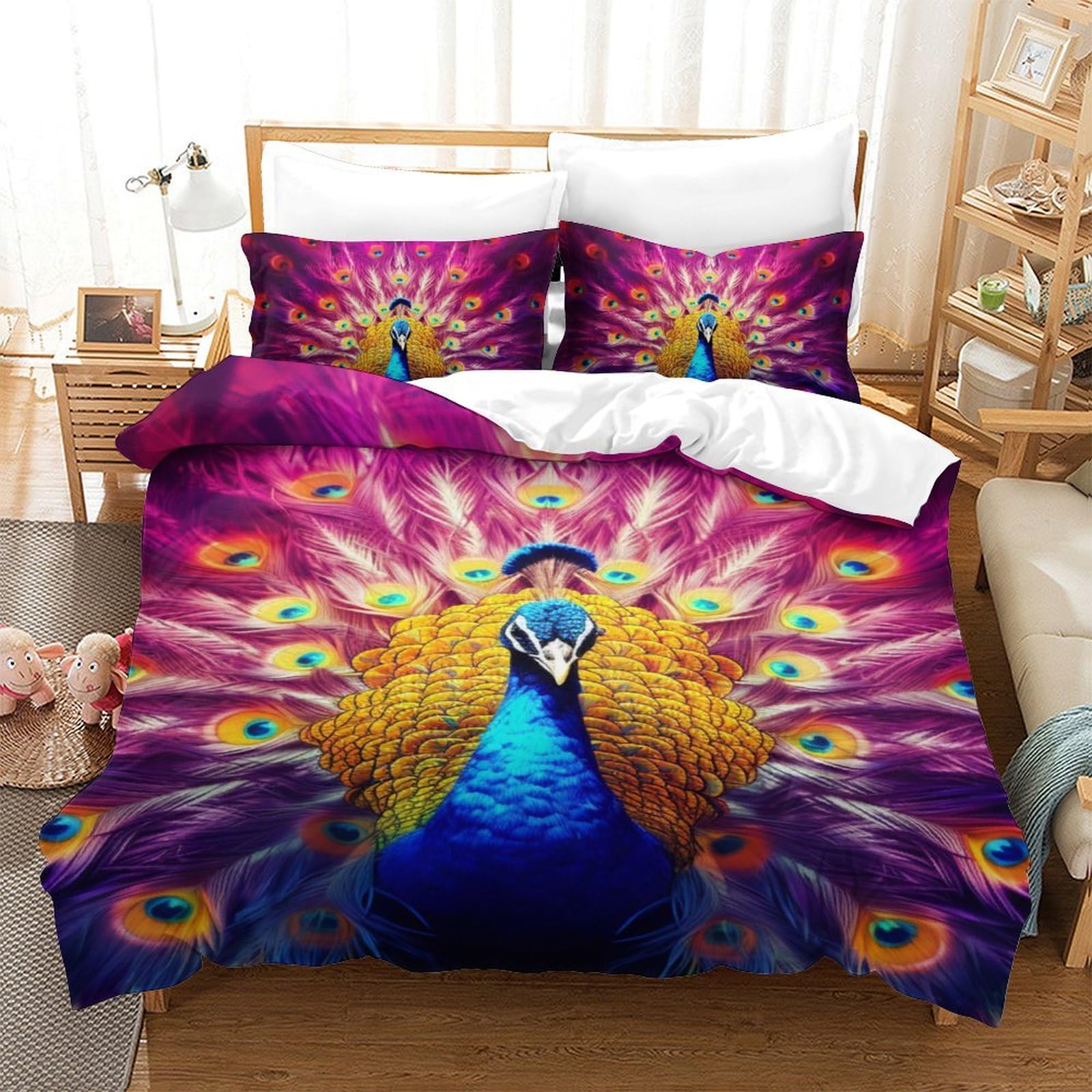 Housse de couette haute qualité douce et respirante Le Paon Doux 3 pièces 140x200