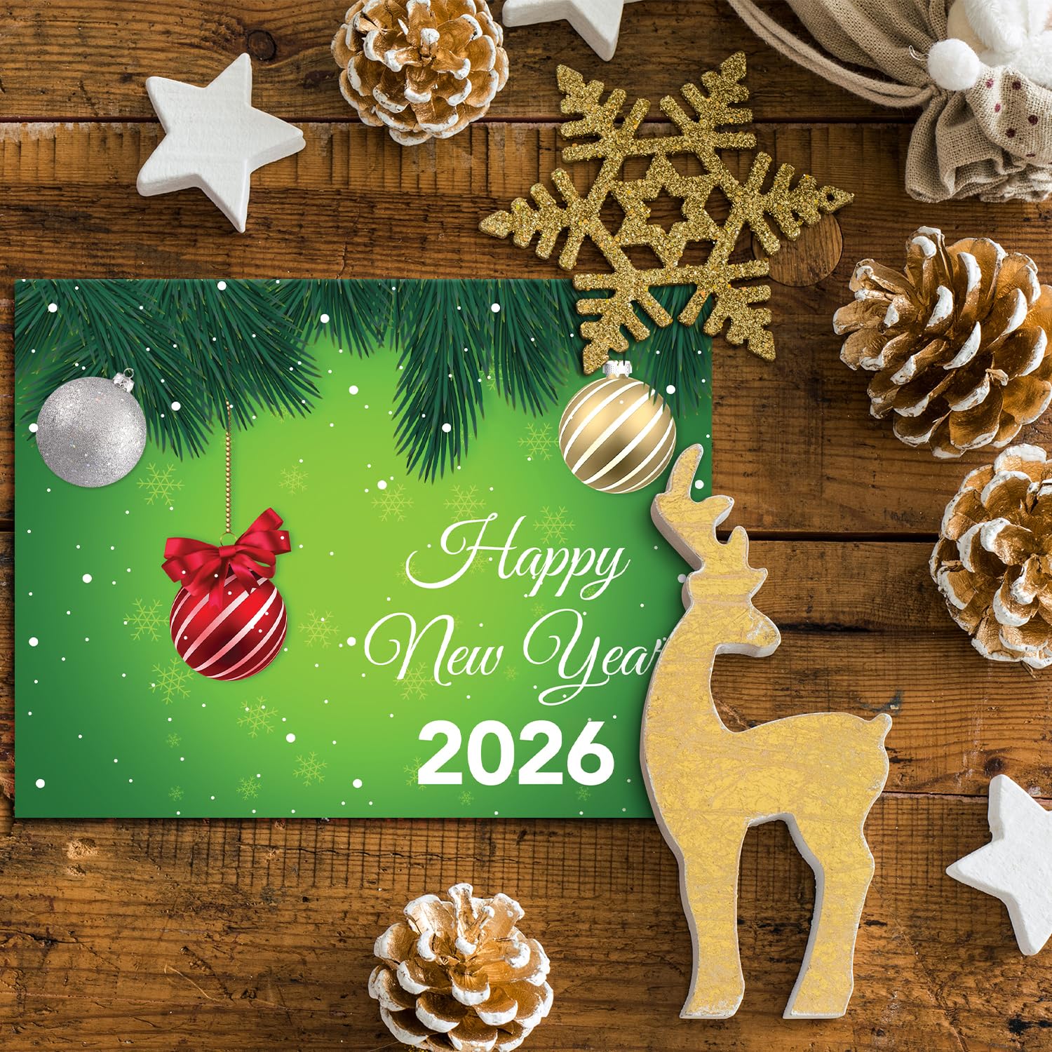 Superfine Printing Inc. 2018 Feliz Año Nuevo Tarjetas y sobres de 25 cartas y 25 sobres por paquete Tamaño de la tarjeta: 4 3/8" x 5 3/4"