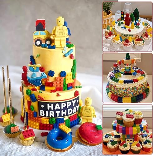 Miniatura 4 de Moldes de chocolate para fondant de robot, ladrillos de construcción, moldes de silicona 3 piezas, para decoración de pasteles de niños, arreglos de