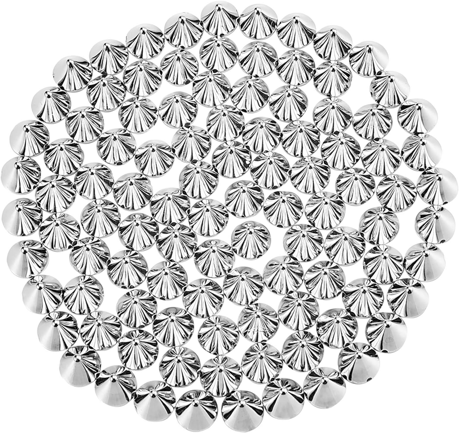 100 Pcs Cone Spikes Rivets Bullet Studs for Clothing Leather Craft Belt Bag - 10 x 8.5 mm
