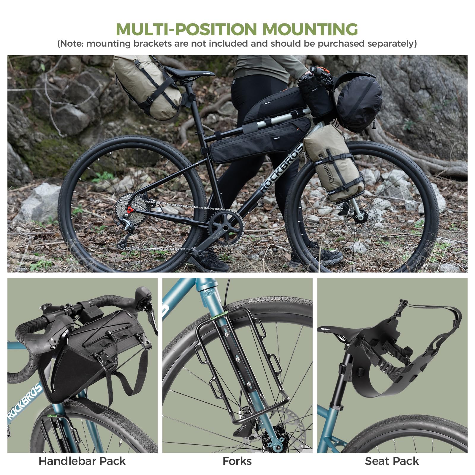 wasserdichte Bikepacking Fahrradtasche Dry Bag, Lenkertasche Fahrrad Kompressionsbeutel mit Reißverschluss, Ultraleicht Vielseitig als Satteltasche oder Gabeltasche Schwarz 12L und 6L