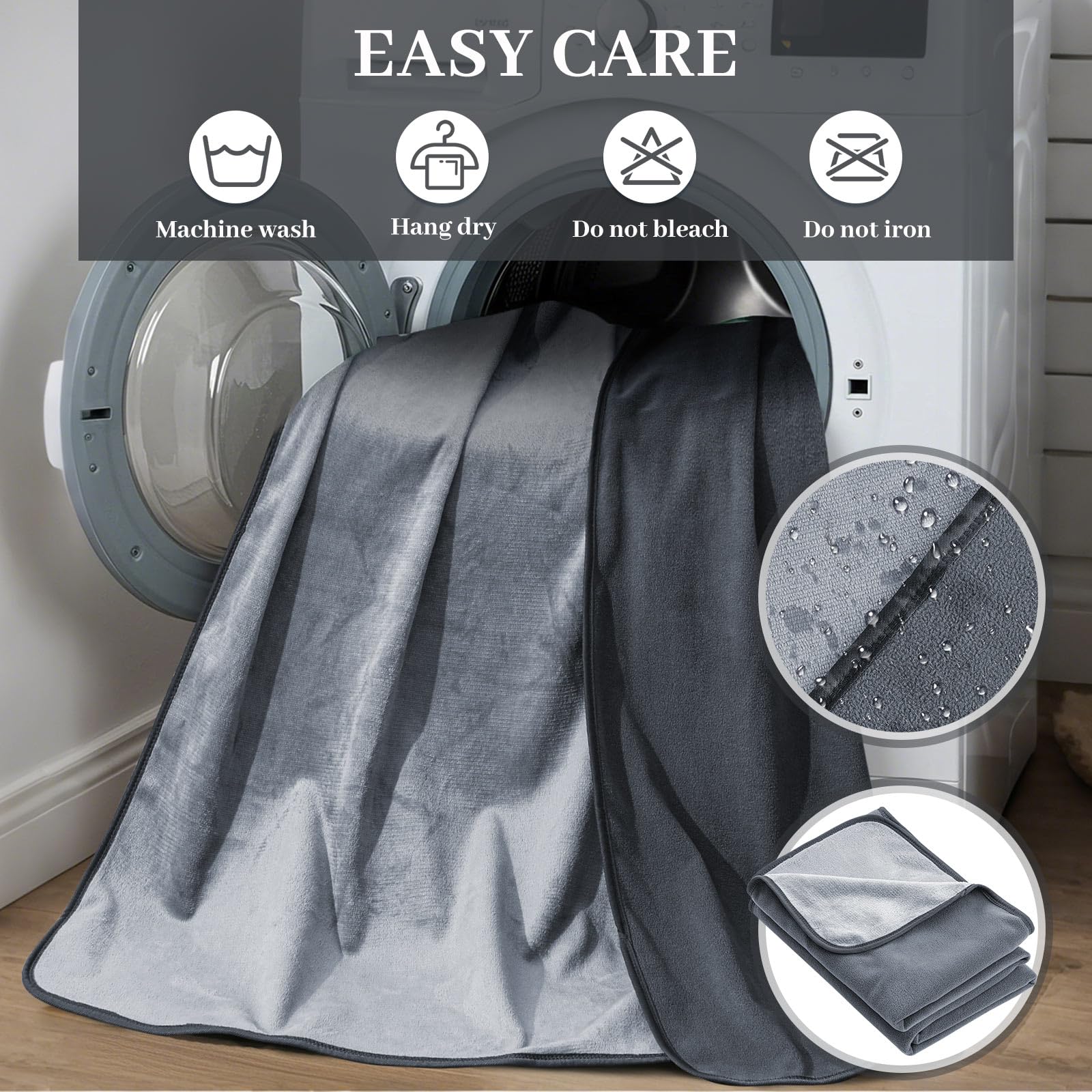 Manta impermeable para cama, sofá, 60 x 50 pulgadas, reversible y lavable, tapete impermeable para parejas, funda de cama resistente al agua, protector de colchón a prueba de fugas (gris 6