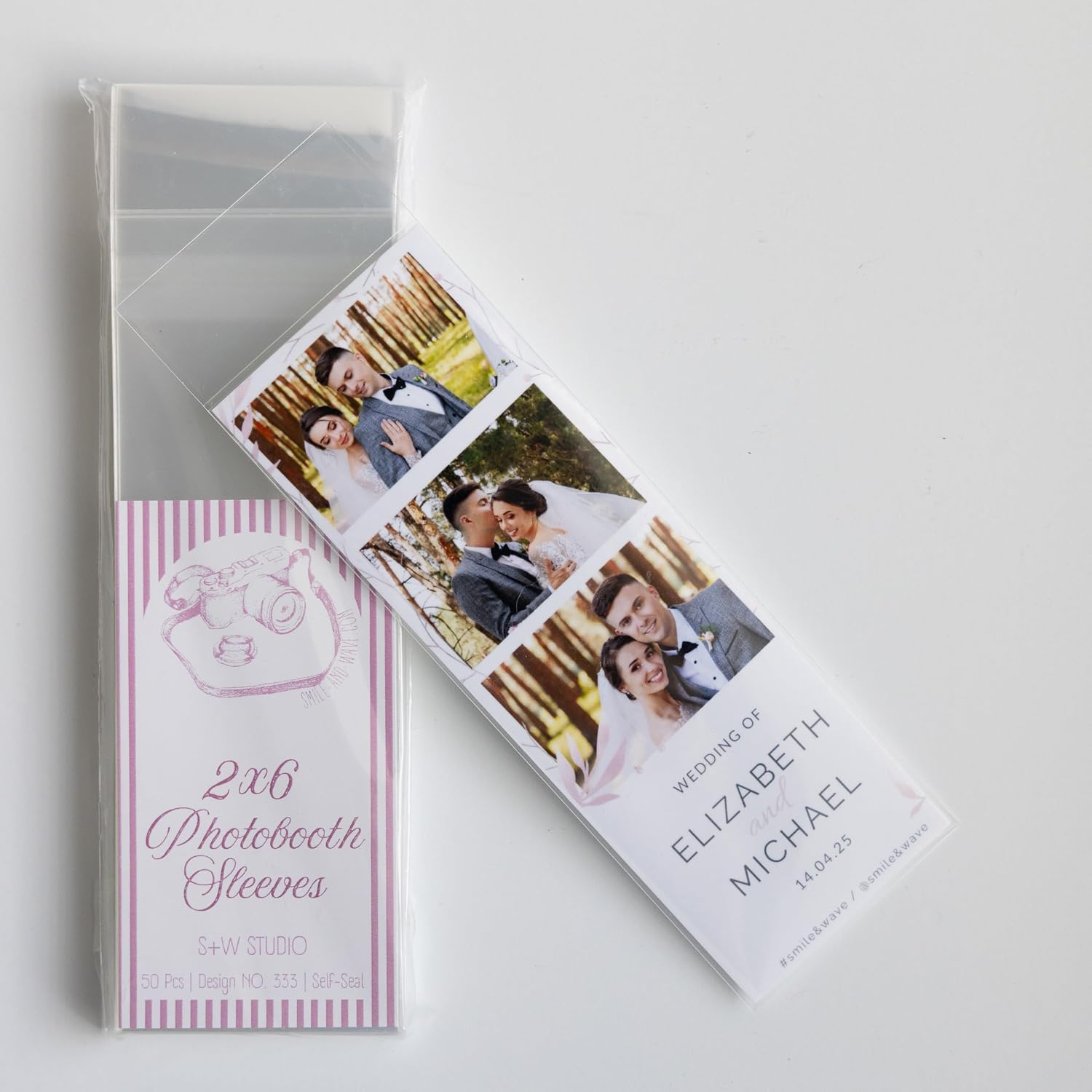 2x6 Picture Sleeves, Photobooth Picture Protector Bags, for Photo Strips, Bookmarks, Tickets and Other Memorabilia (50, SELF-Seal Clear, 2X6)