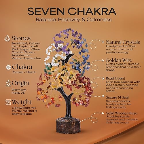 Miniatura 3 de SUBSH Árbol del dinero de siete chakras, pirámide de piedra de siete chakras, cristal de piedras preciosas curativas naturales, fortuna bonsái para