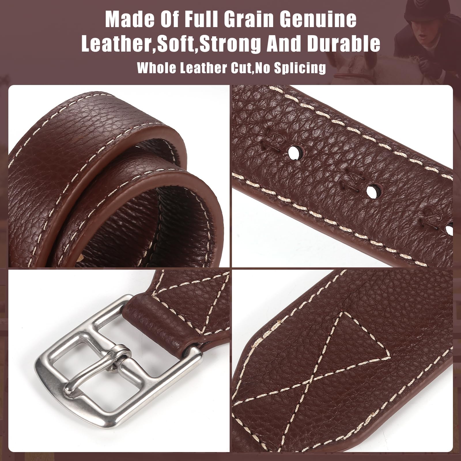 Jeereal Stability Stirrup Leathers with Strong Nylon Core for Equestrian Riding Wide Body English Stirrup Leathers (Reddish Coffee, 54