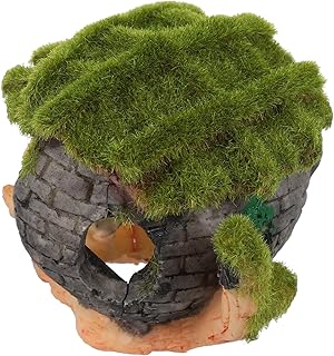 VILLFUL Tanque De Peixes Paisagismo Casa Betta Tanque De Peixes Vidro Animais Escultura Decoração Aquário Decoração Peixe Esconderijo Rocha Aquário Habitat Resina Aquário Verde Decoração