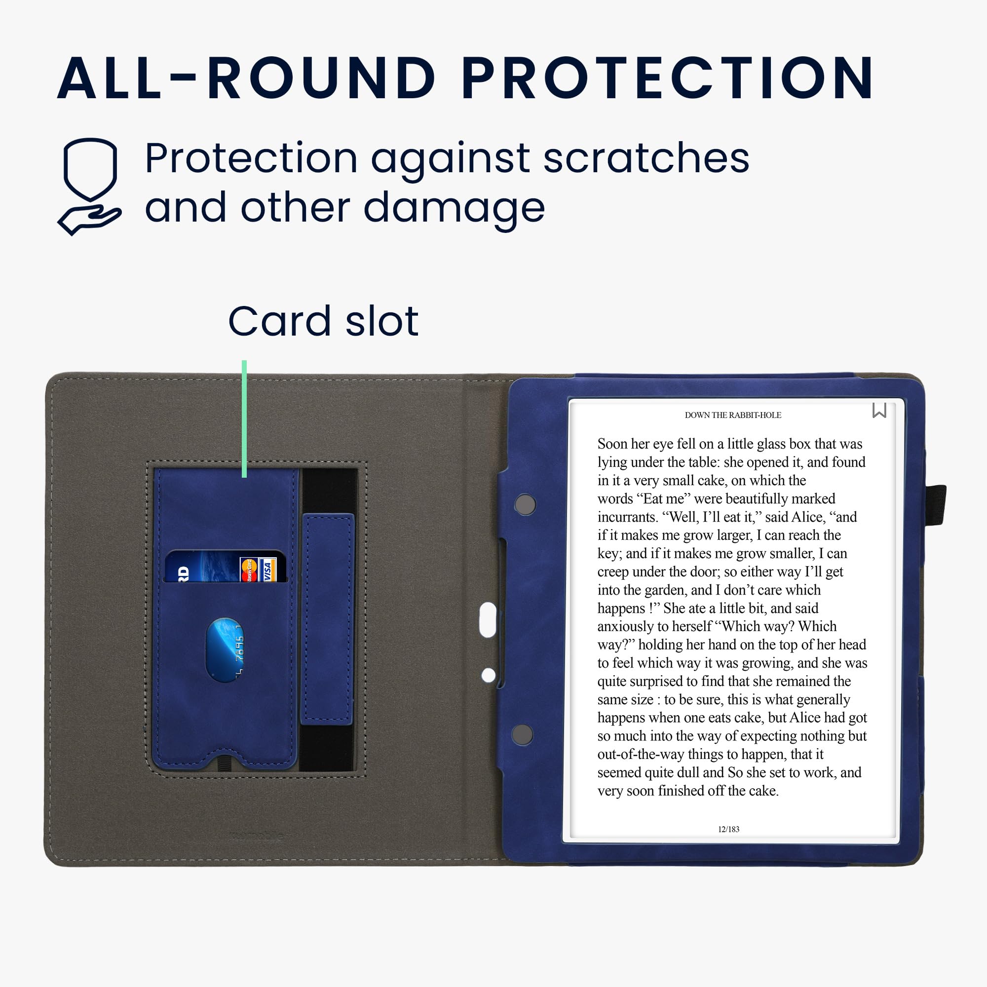 kwmobile Custodia Compatibile con Amazon Kindle Scribe (2022/2024) - Cover Chiusura Magnetica Autosleep con Leggio e Portatessere - Blu Scuro