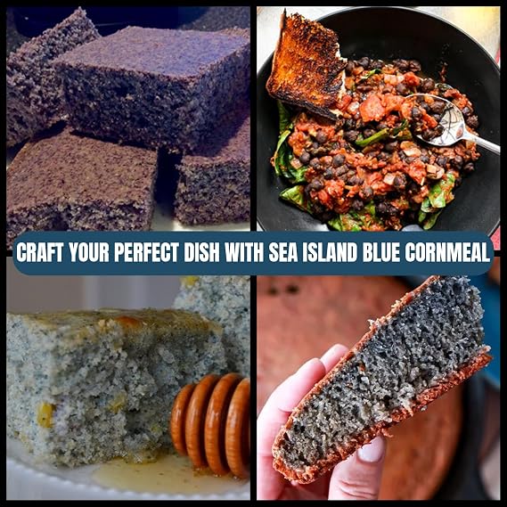 Marsh Hen Mill Sea Island Blue Cornmeal | Corn with Floral Aroma | Perfect Stone Ground Cornmeal for Corn Bread | Traditional Blue Corn Flour | 100% Natural & Gluten Free, 24 oz (Pack of 1)