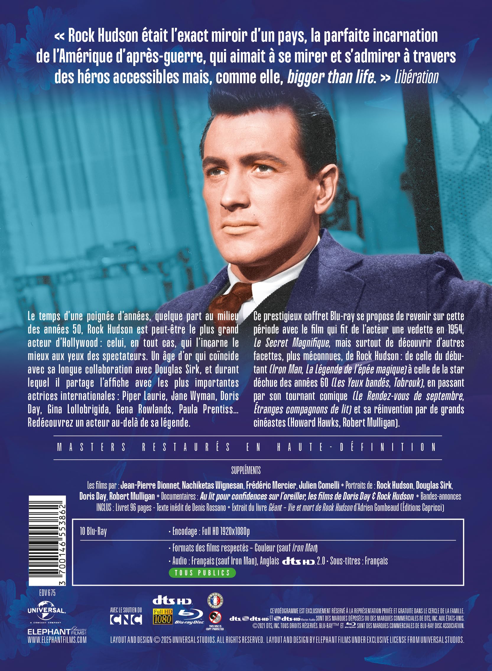 [Elephant Film - Edition officielle en langue française - Rock Hudson - Portrait d'une légende - Mediabook 10 Blu-ray + Livret 96 pages