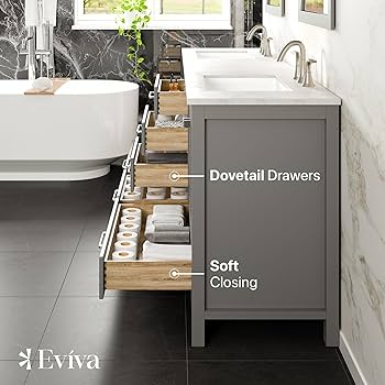 Amazon.com: Eviva Aberdeen 84 in. Gray Double Sink Bath