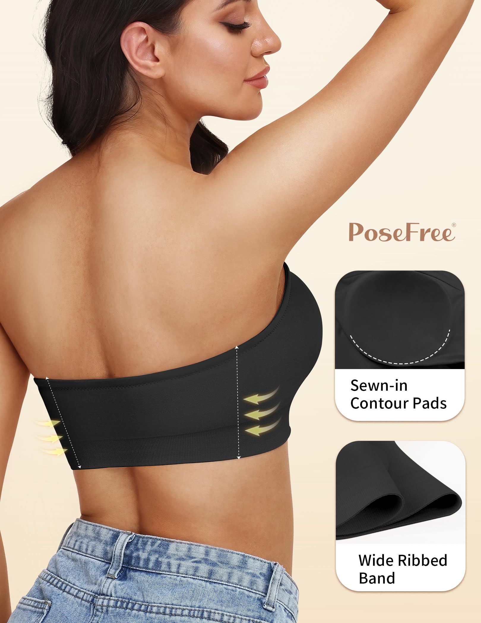 Reggiseno senza spalline senza cuciture push-up per le donne senza fili