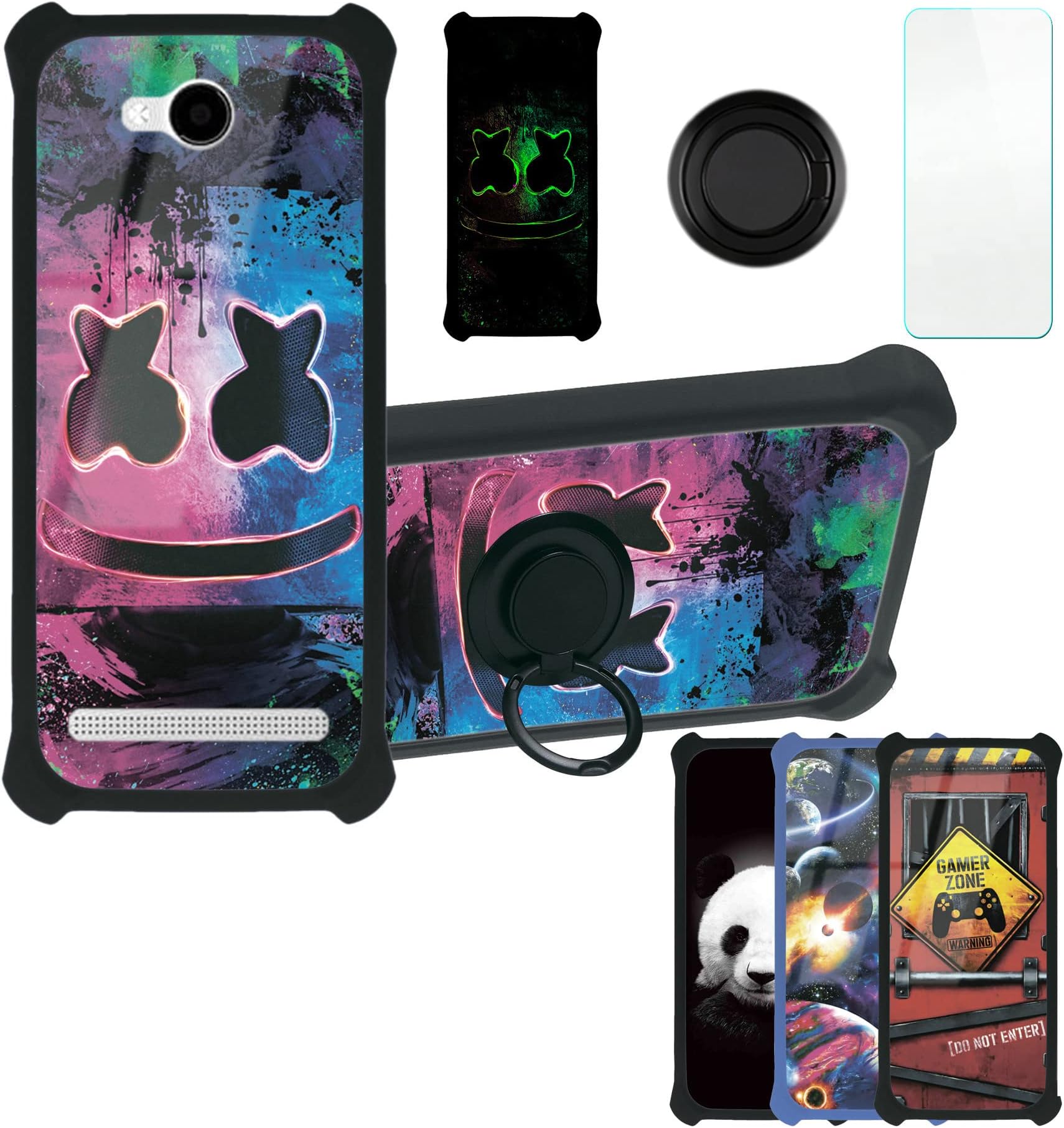 Case for Konrow Coolsense Case Compatible with Konrow Coolsense Phone Case Cover [with Tempered Glass Screen Protector][PC + TPU 2 in 1][Ring Support] [Luminous Effect] YGH-BQ