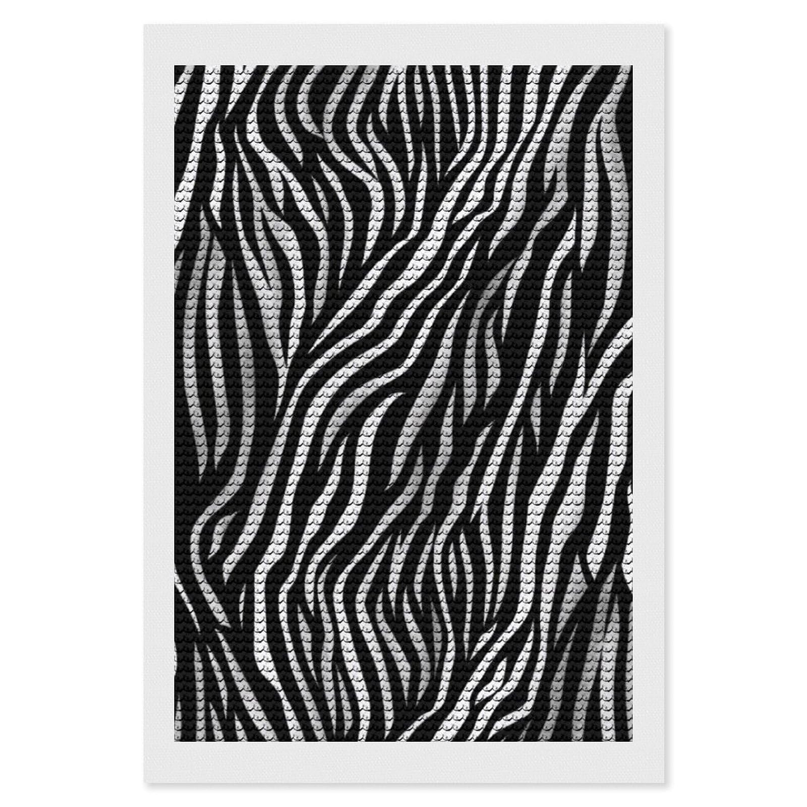 NONHAI Diamond Painting Kits for Adults - DIY Diamond Art Kits for Beginners - Full 5D Paint Drill Diamond Dots Paintings- Zebra Print Diamonds Pictures Gem Art and Craft Wall Decor 8"x12"