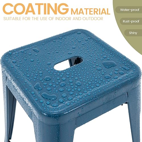 Miniatura 4 de Brage Living Juego de 4 taburetes industriales de metal de 18 pulgadas, taburetes apilables para aula, sillas de comedor de metal sin espalda para