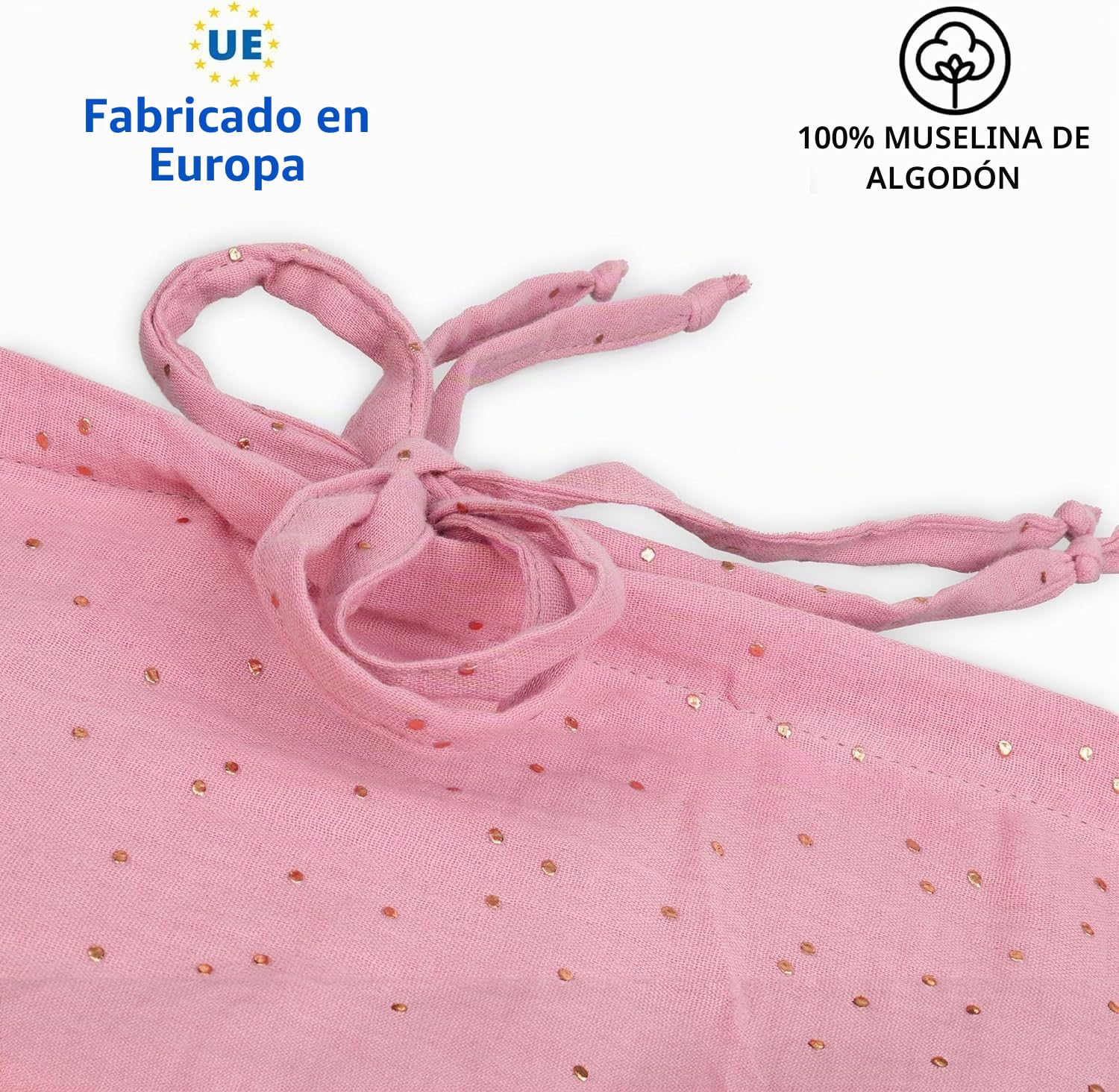 Tela Cama Casita para Cama Montessori - Dosel Cama Compatible Cama Casita Montessori 80x160 y 90x200 cm (Rosa empolvada/Oro, Modelo 2)