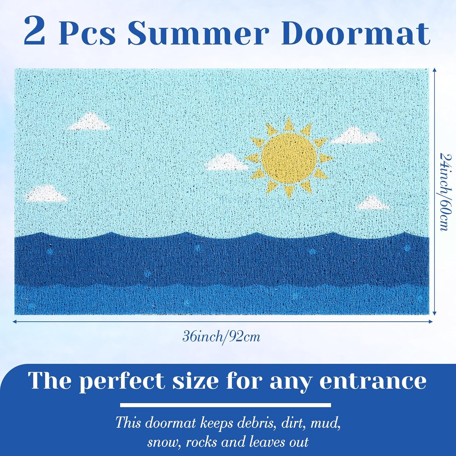 Drydiet 2 Pcs Hello Sunshine Decorative Doormat Sunshine Welcome Mat Lavender Sun Floor Mats Summer Non Slip Door Rugs for Outdoor Indoor Porch Entryway Kitchen Decor 24 x 36 Inch